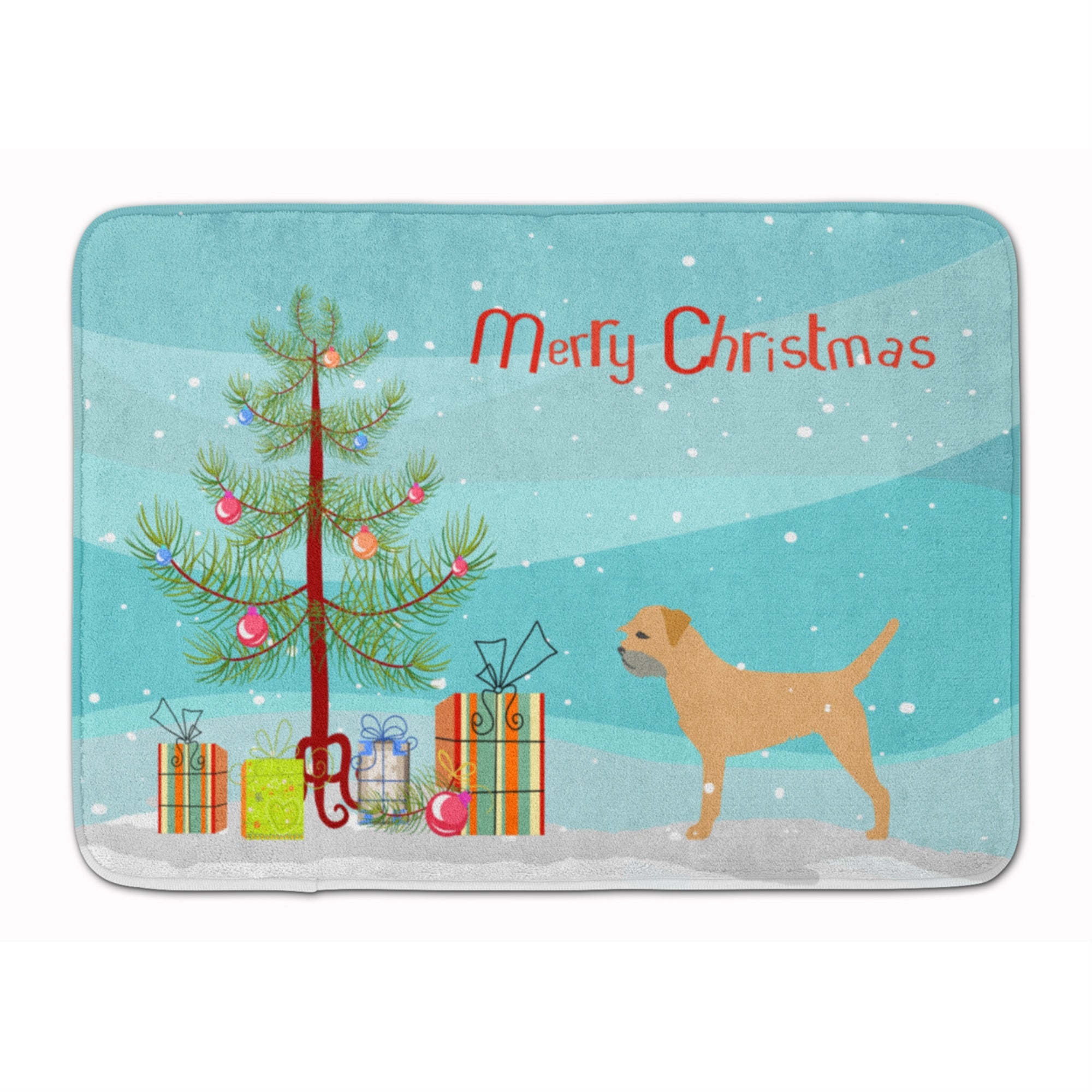 'Caroline'S Treasures Border Terrier Merry Christmas Tree Floor Mat, 19'''' X 27'''', Multicolor''
