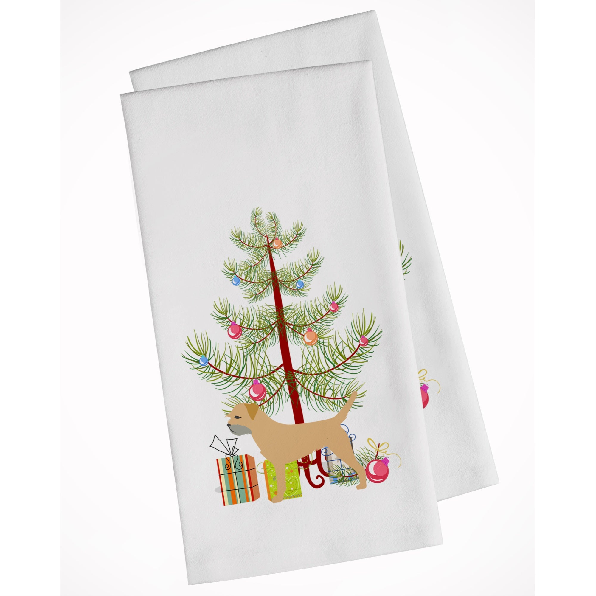 Border Terrier Merry Christmas Tree White Kitchen Towel Set Of 2