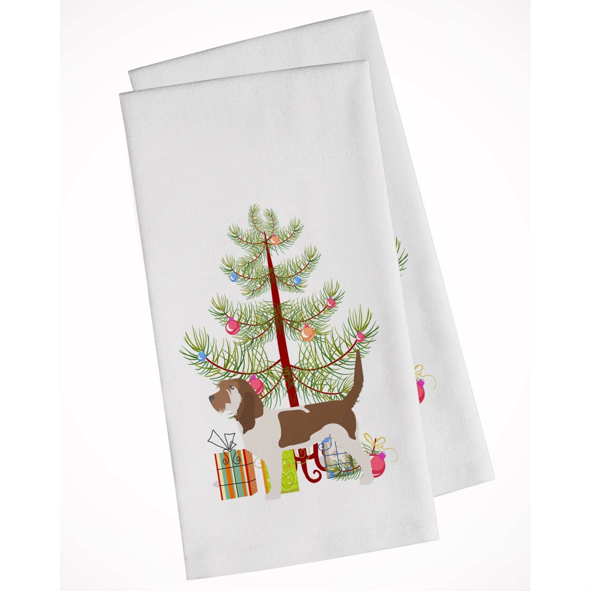 Grand Basset Griffon Vendeen Merry Christmas Tree White Kitchen Towel Set Of 2