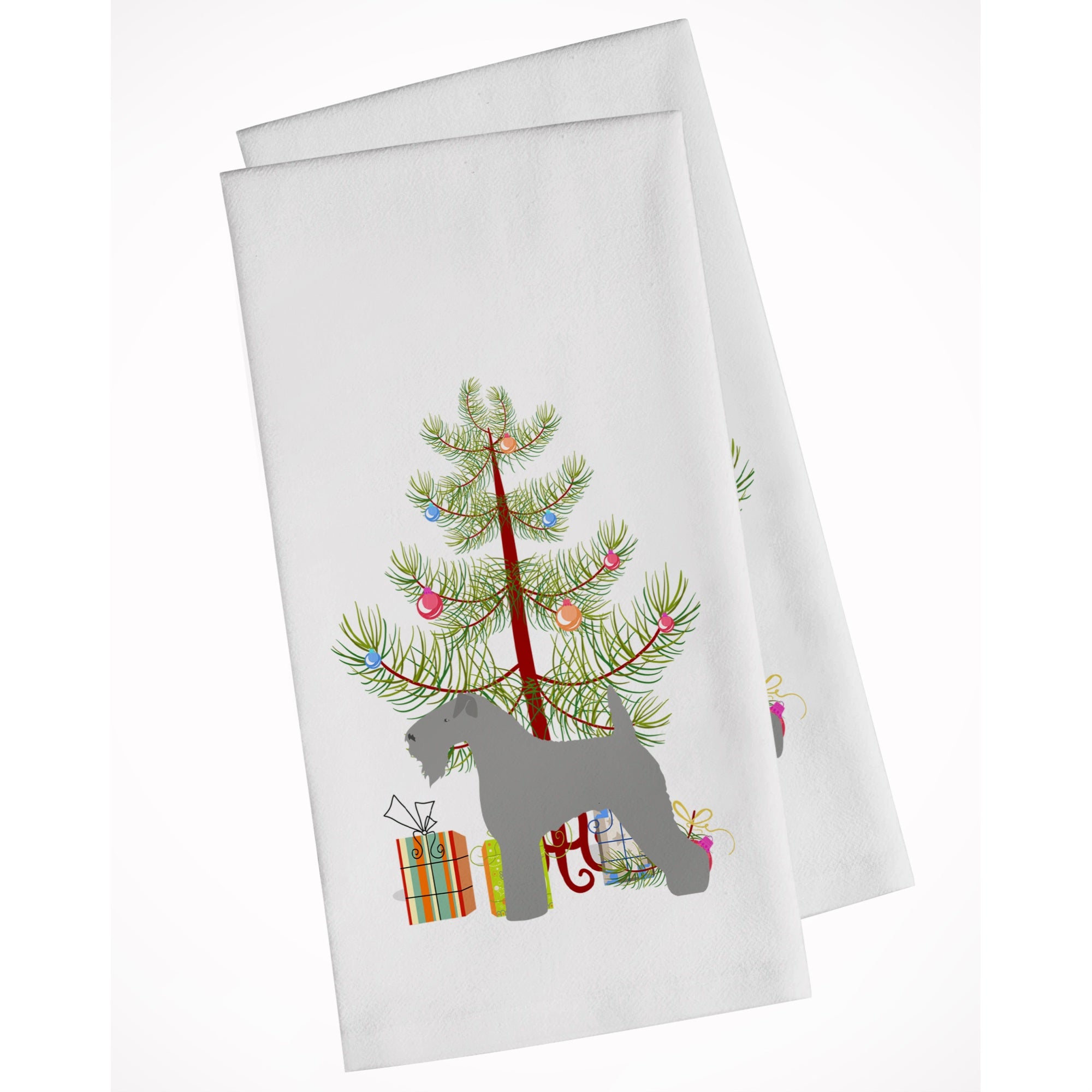 Kerry Blue Terrier Merry Christmas Tree White Kitchen Towel Set Of 2