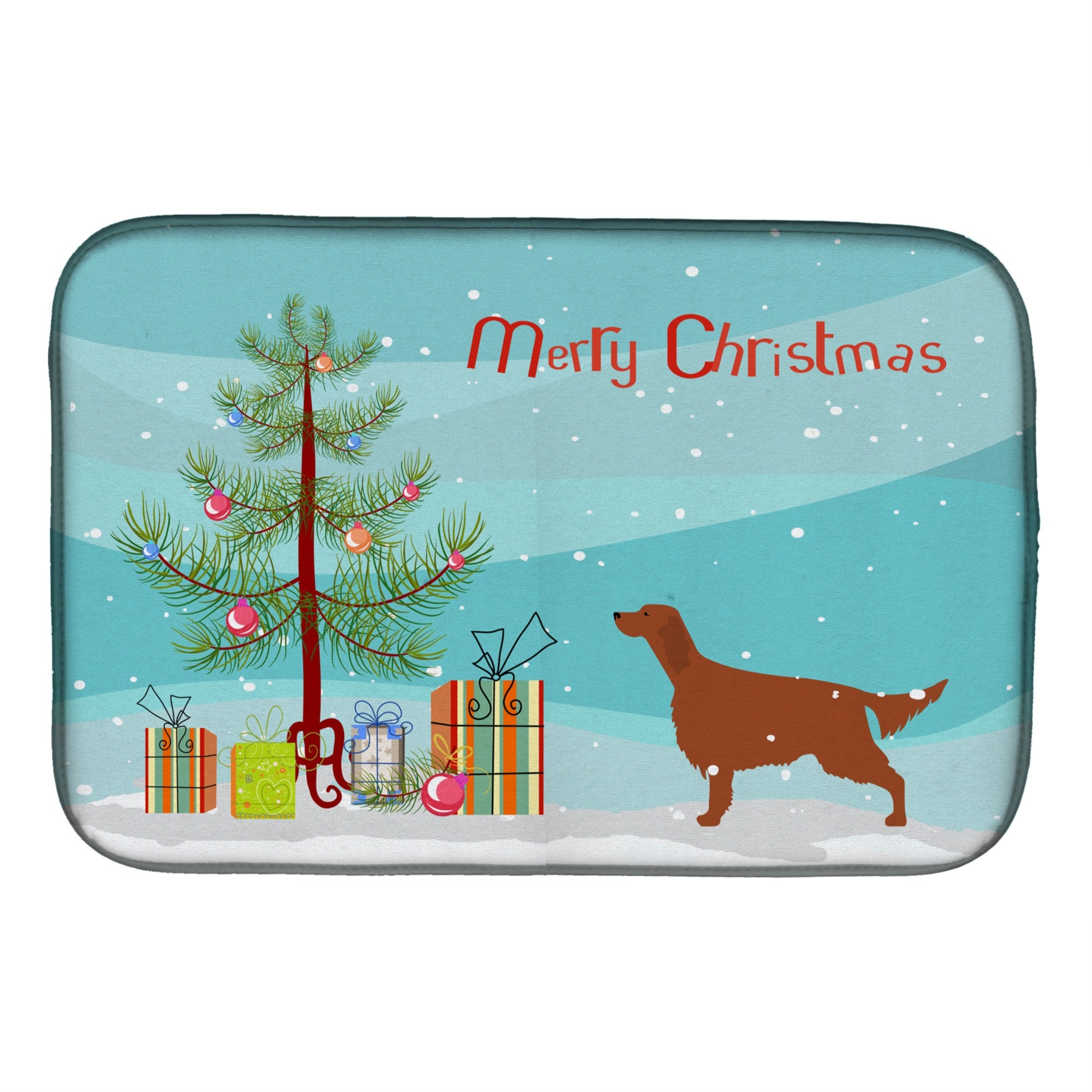 'Caroline'S Treasures Irish Setter Merry Christmas Tree Dish Drying Mat, 14 X 21''