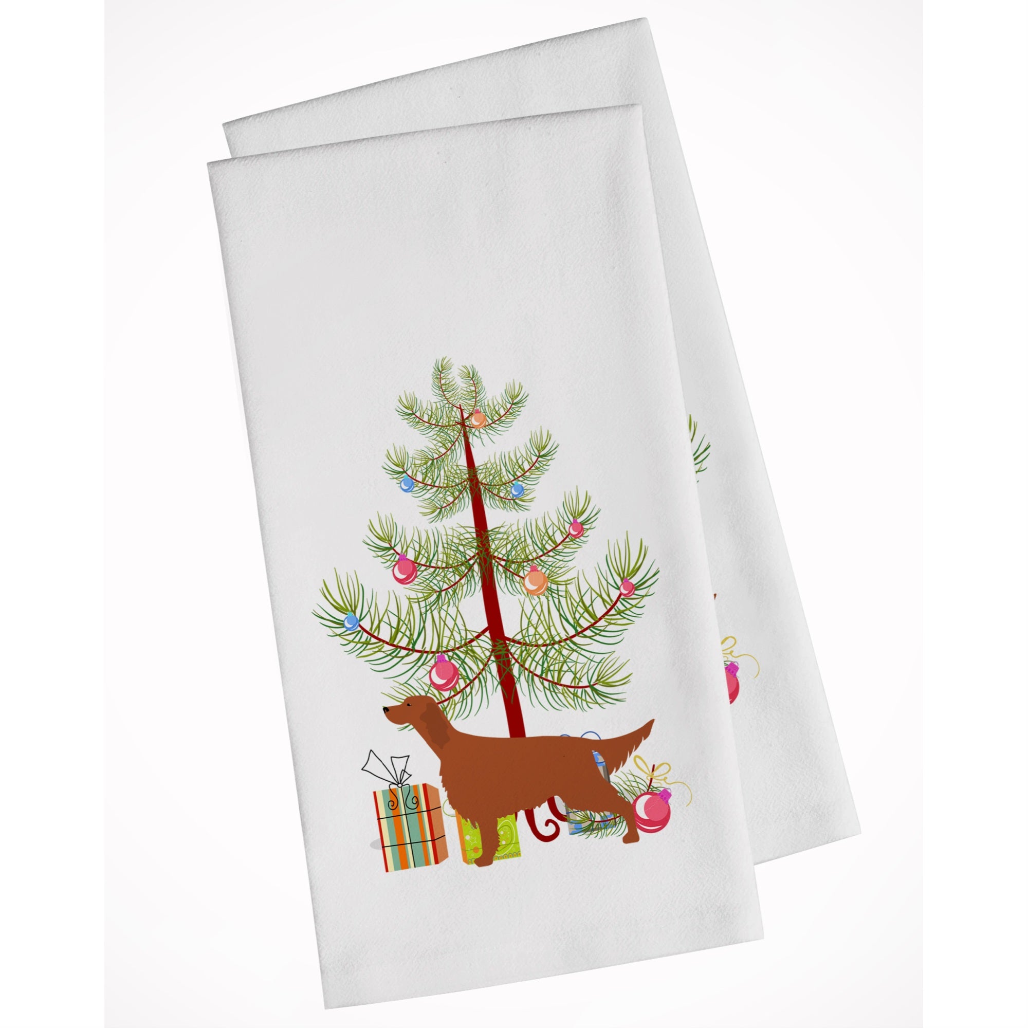 Irish Setter Merry Christmas Tree White Kitchen Towel Set Of 2