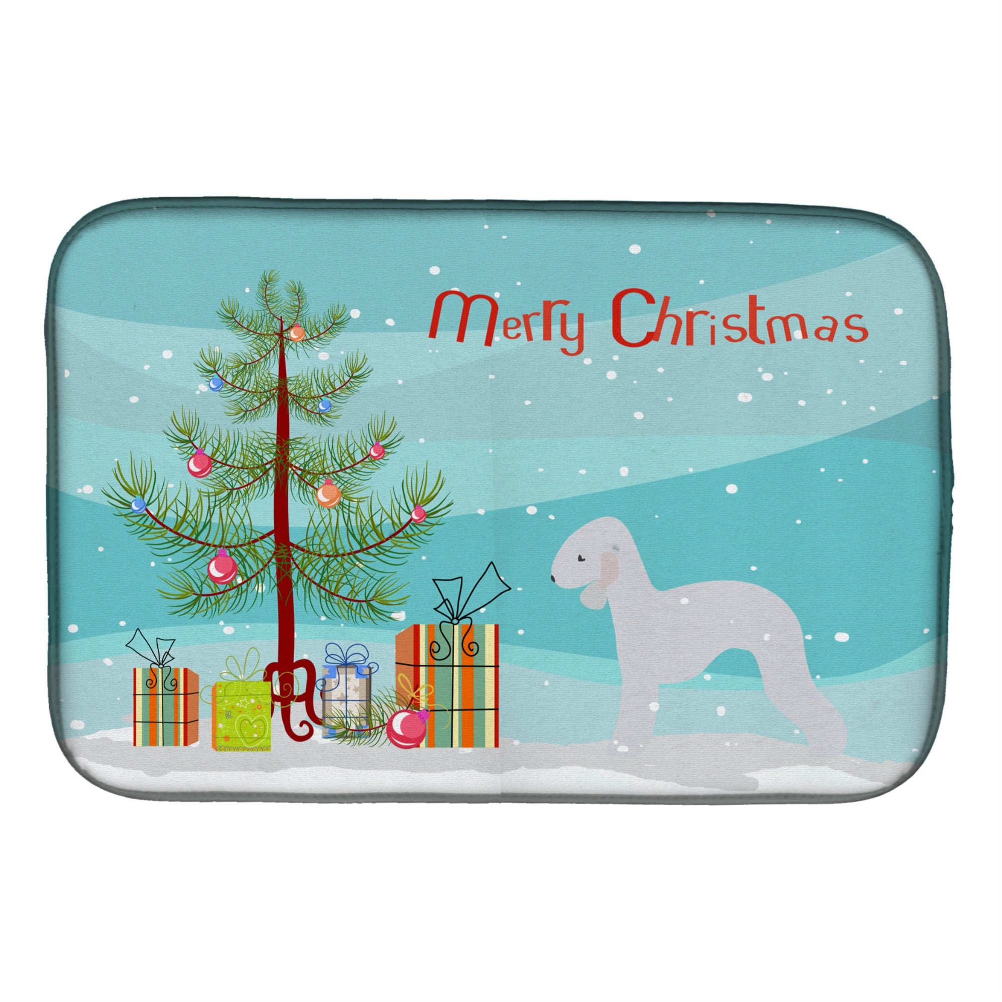 Carolines Treasures Bedlington Terrier Merry Christmas Tree Dish Drying Mat 14 x 21
