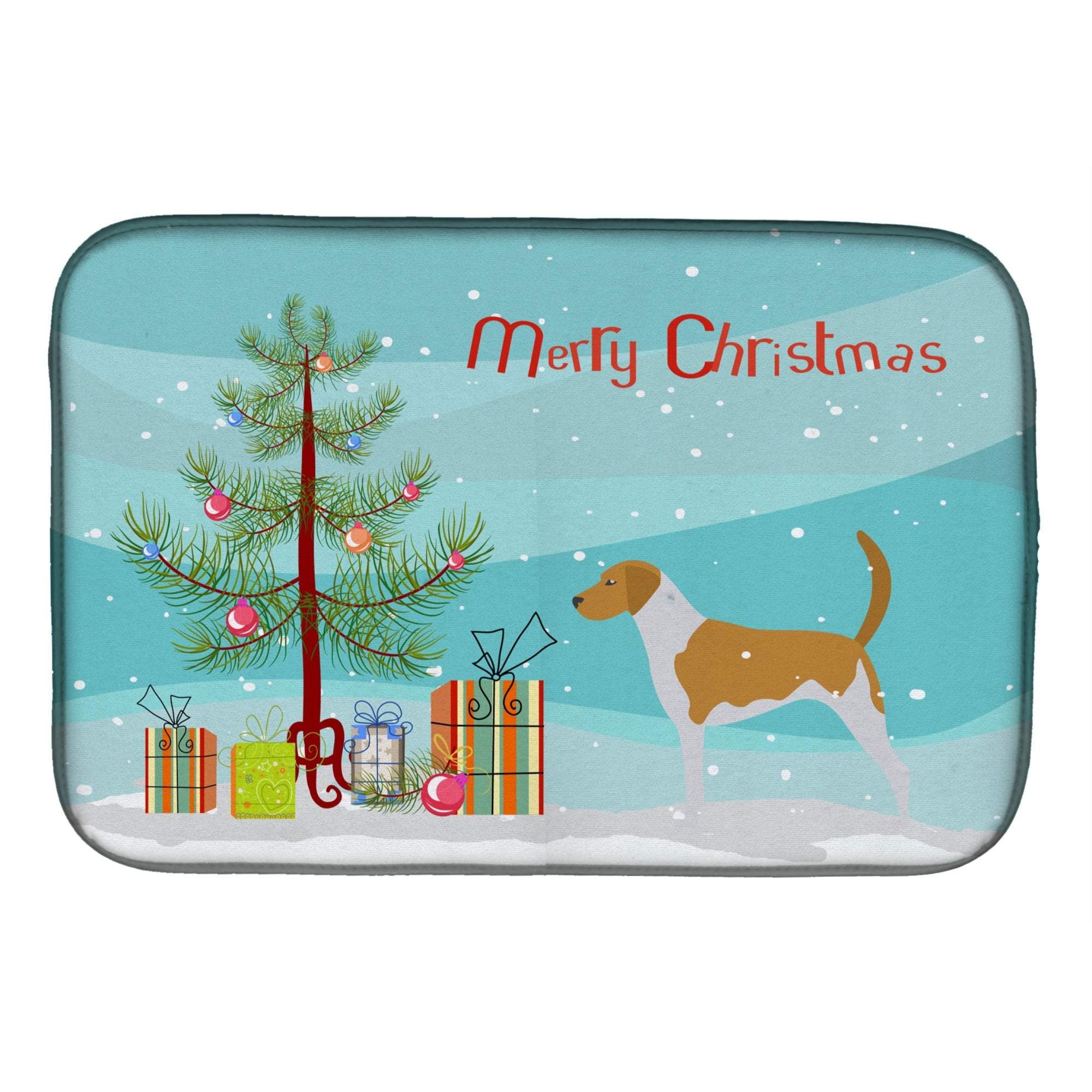 'Caroline'S Treasures American Foxhound Merry Christmas Tree Dish Drying Mat, 14'''' X 21''''''