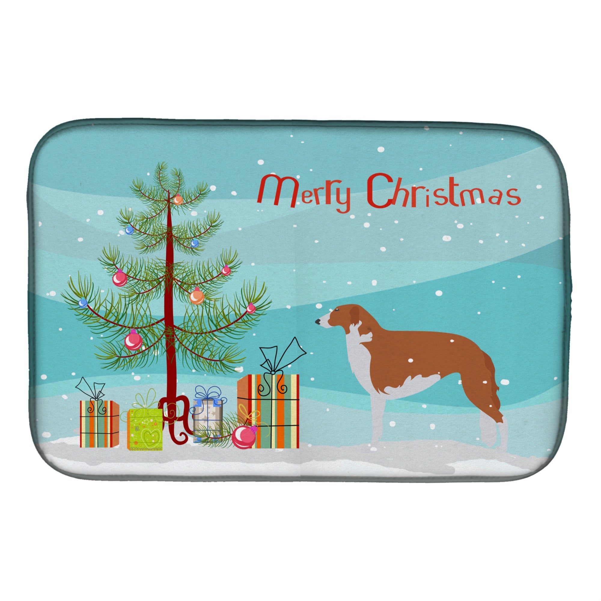 'Caroline'S Treasures Borzoi Russian Greyhound Merry Christmas Tree Dish Drying Mat, 14'''' X 21''''''