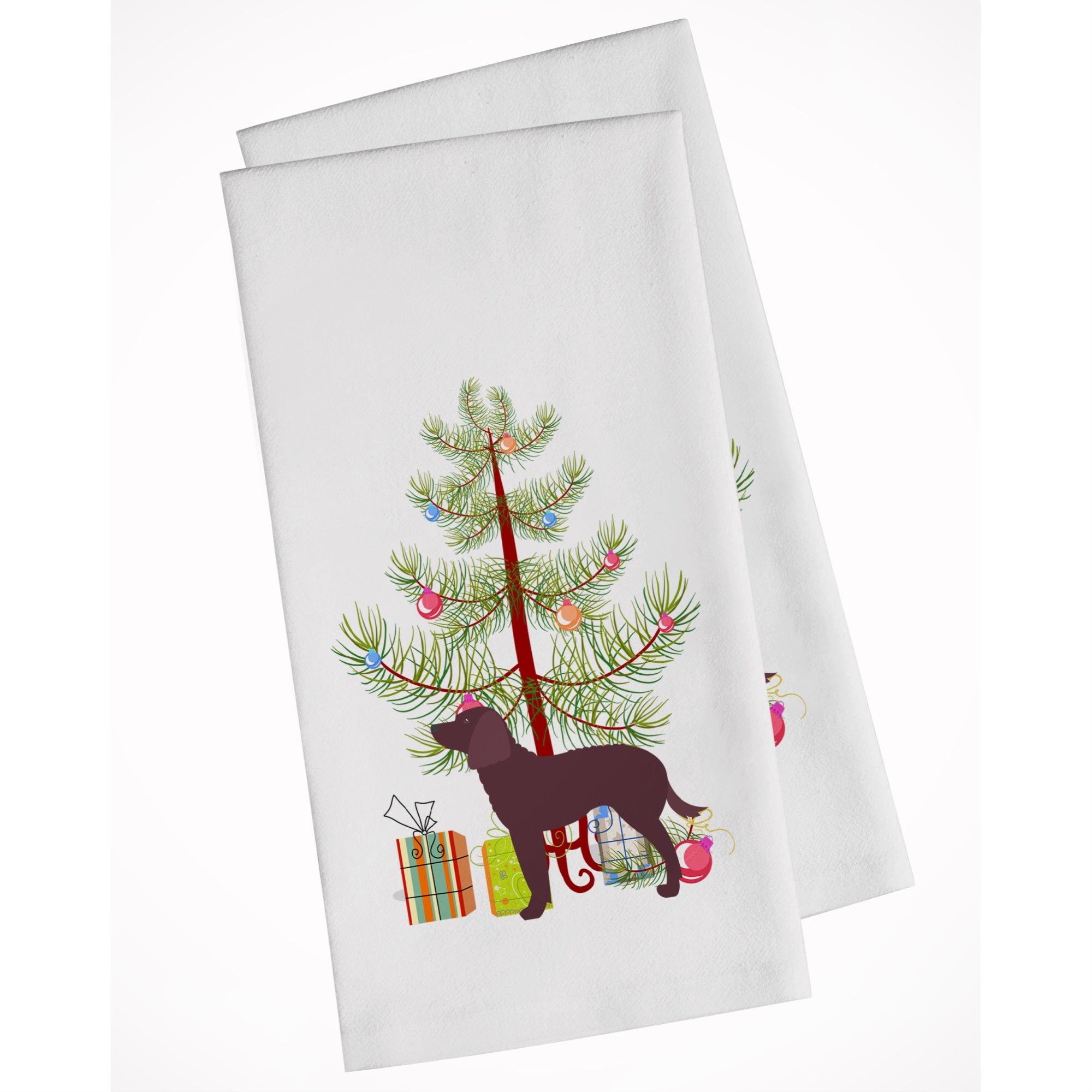 American Water Spaniel Merry Christmas Tree White Kitchen Towel Set Of 2