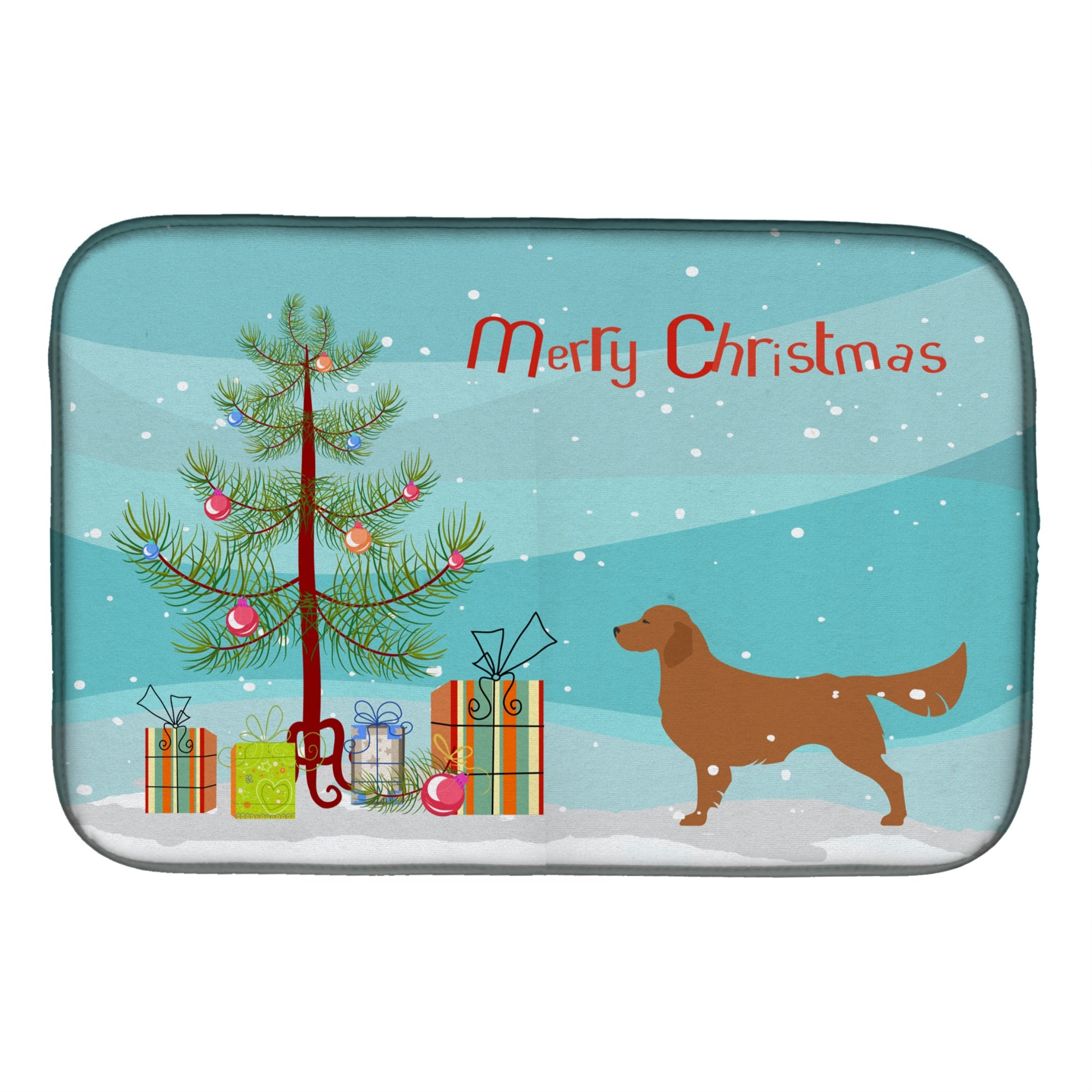 'Caroline'S Treasures Golden Retriever Merry Christmas Tree Dish Drying Mat, 14'''' X 21''''''