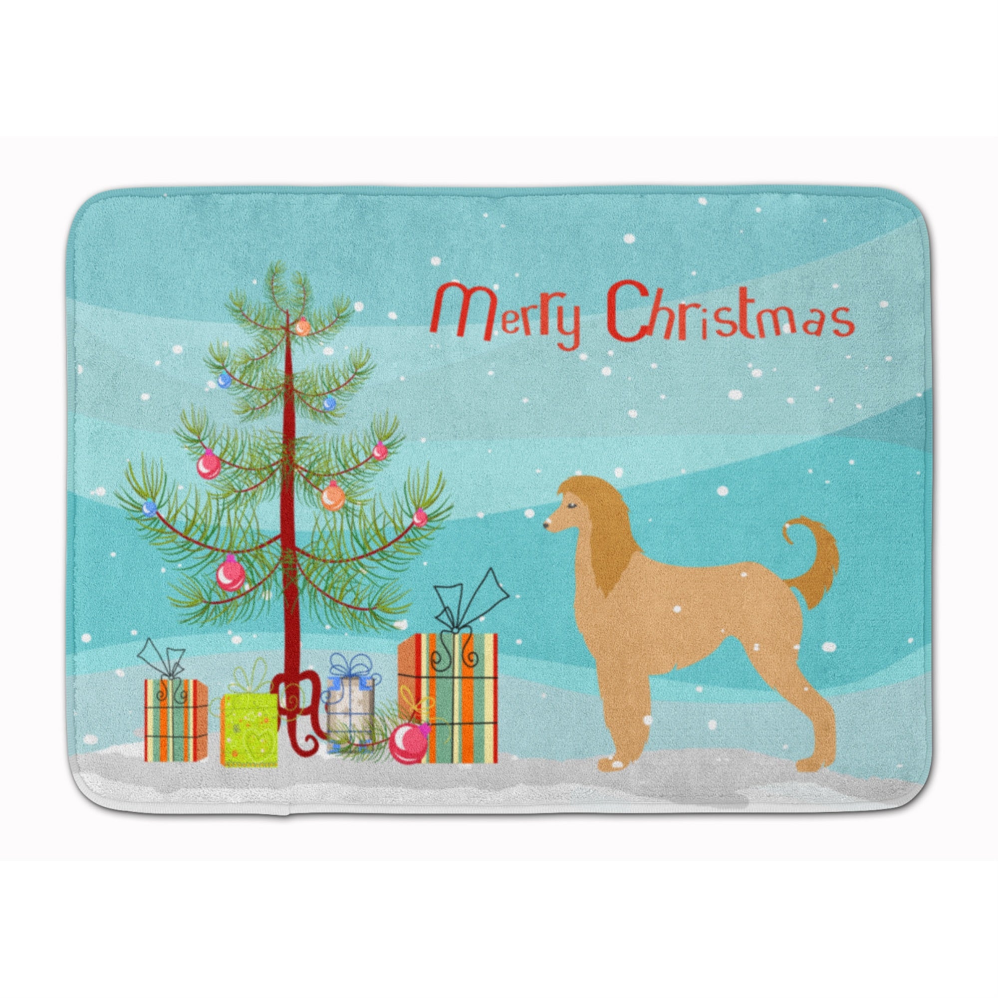 'Caroline'S Treasures Afghan Hound Merry Christmas Tree Floor Mat, 19'''' X 27'''', Multicolor''