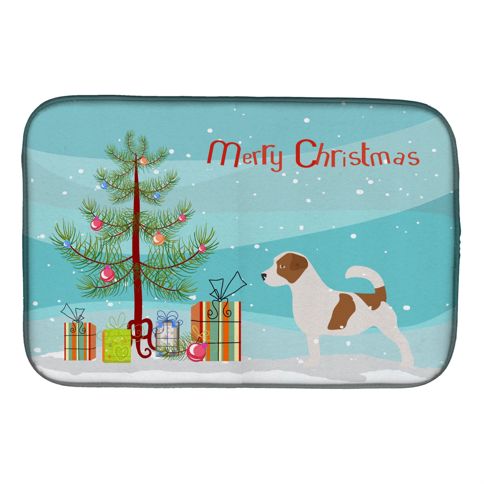 'Caroline'S Treasures Jack Russell Terrier Merry Christmas Tree Dish Drying Mat, 14'''' X 21'''', Multicolor''