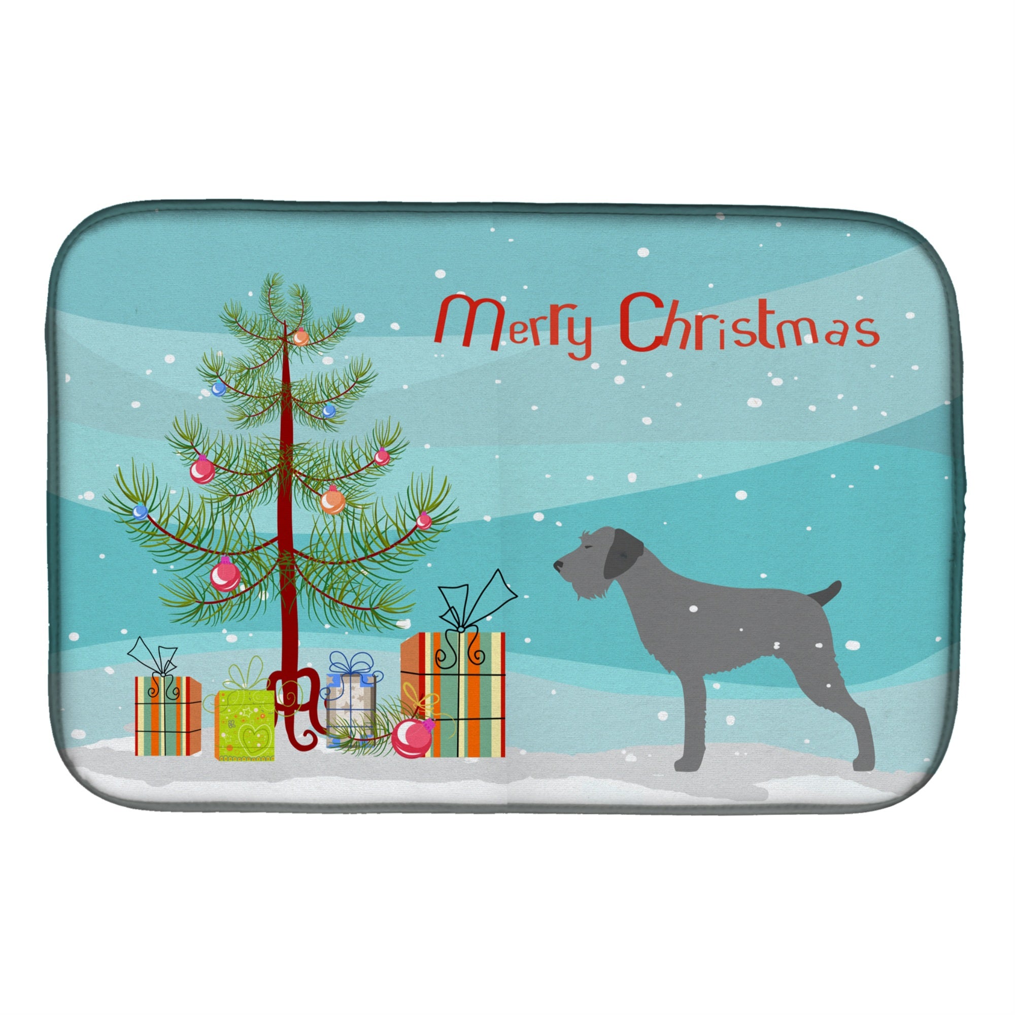 'Caroline'S Treasures German Wirehaired Pointer Merry Christmas Tree Dish Drying Mat, 14'''' X 21'''', Multicolor''