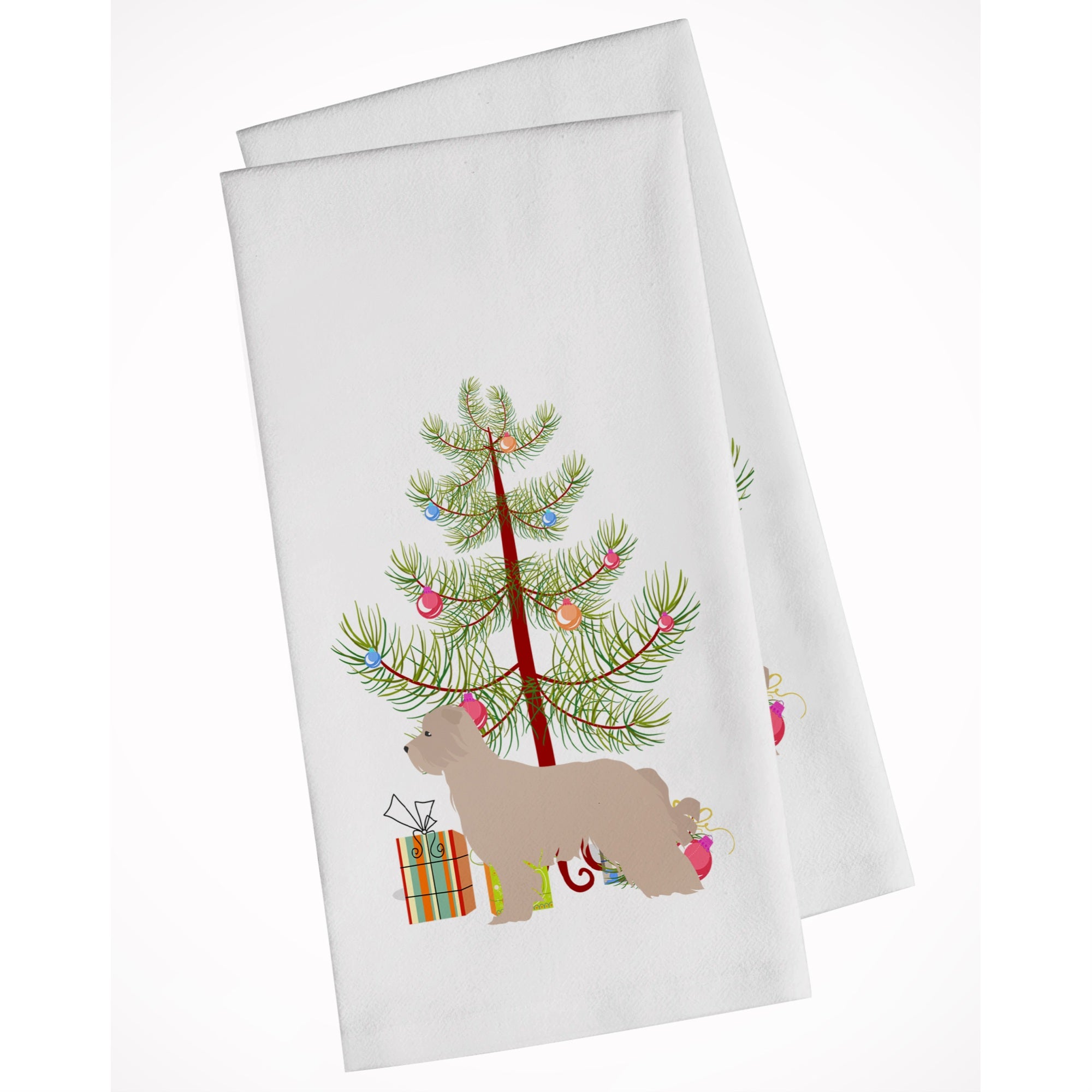 Pyrenean Shepherd Dog Merry Christmas Tree White Kitchen Towel Set Of 2