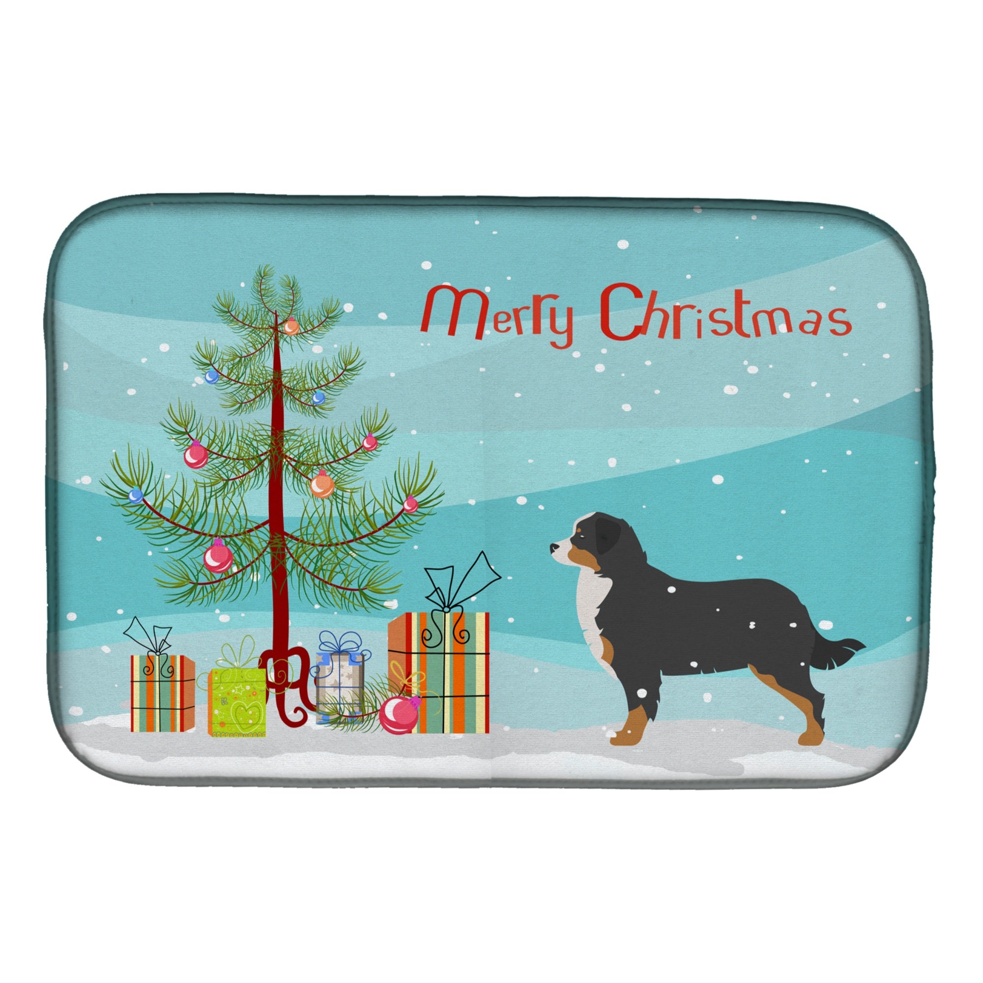 'Caroline'S Treasures Bernese Mountain Dog Merry Christmas Tree Dish Drying Mat, 14 X 21''