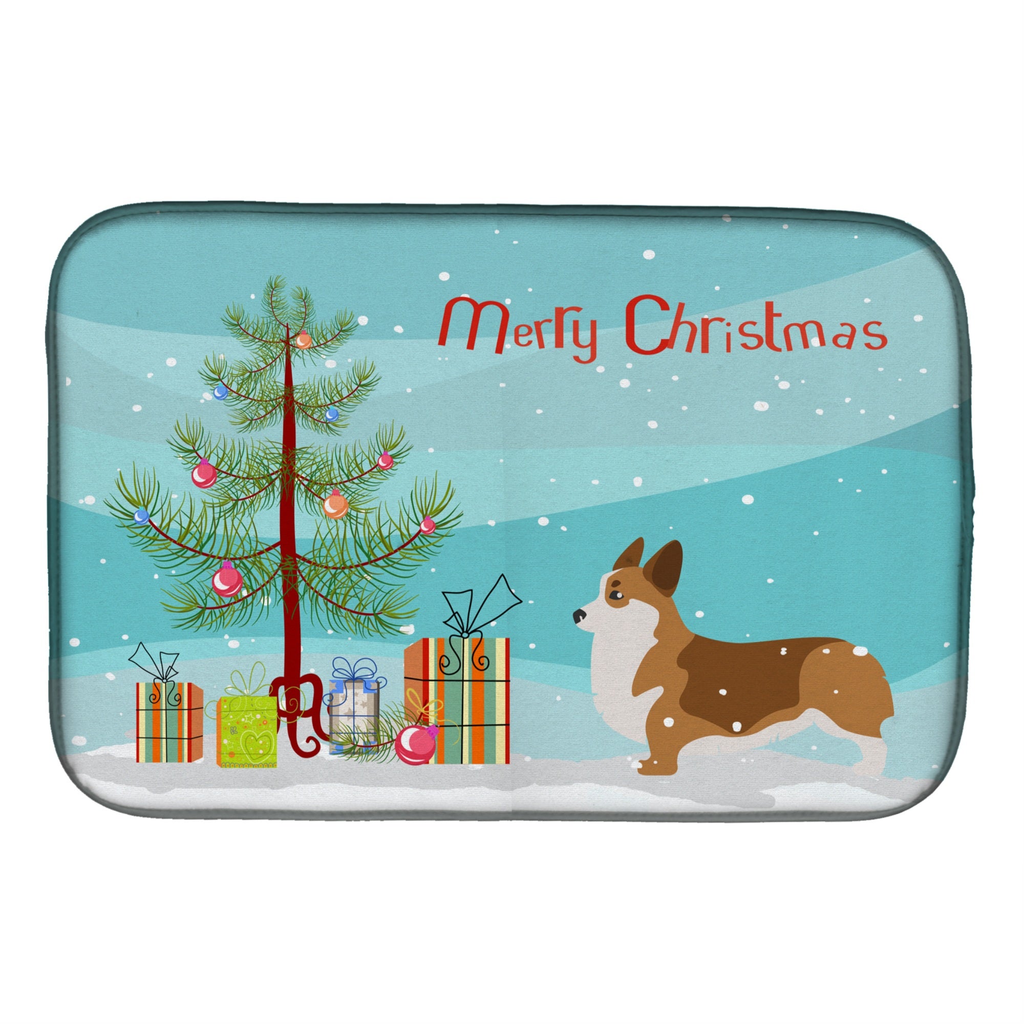 'Caroline'S Treasures Corgi Merry Christmas Tree Dish Drying Mat, 14'''' X 21'''', Multicolor''