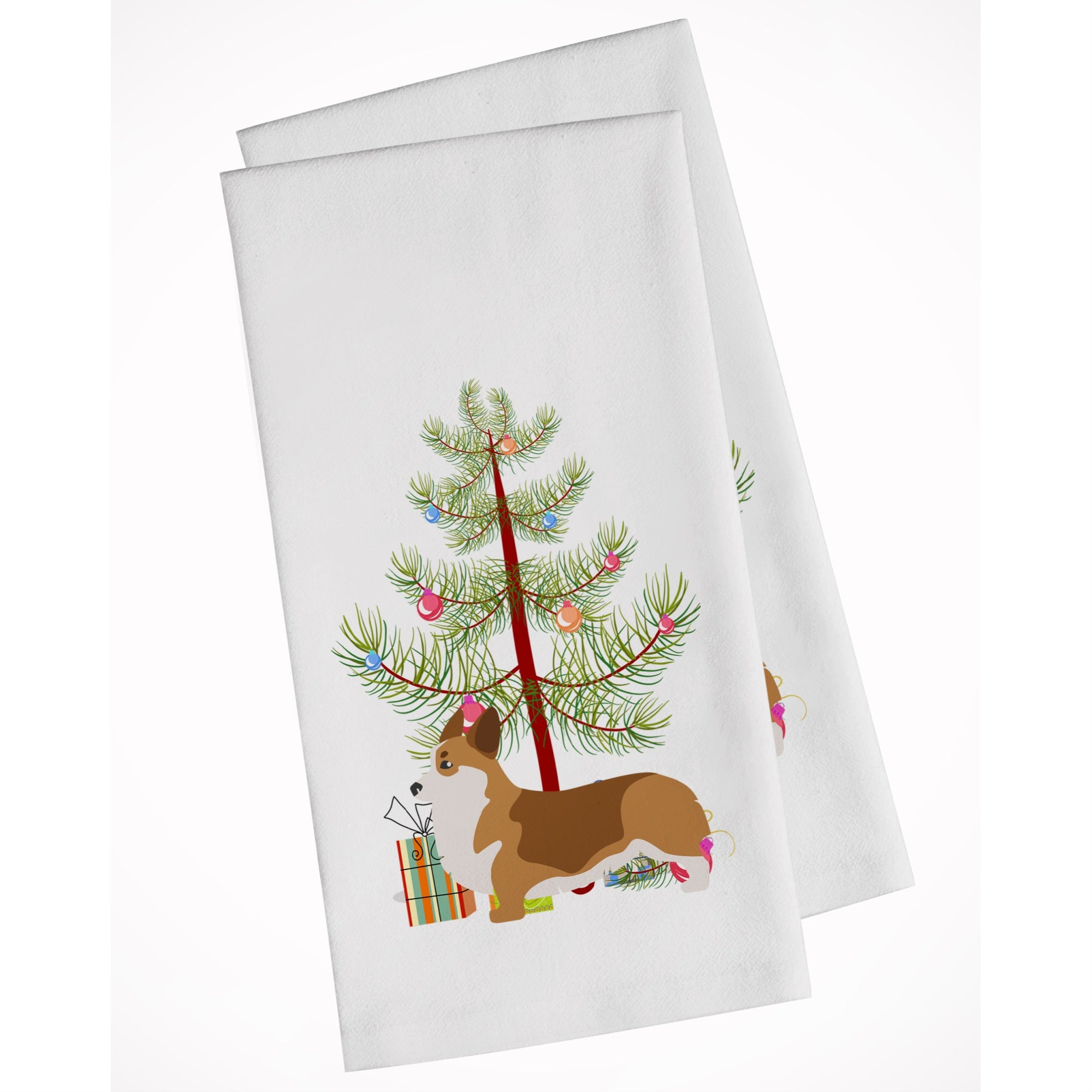 Corgi Merry Christmas Tree White Kitchen Towel Set Of 2