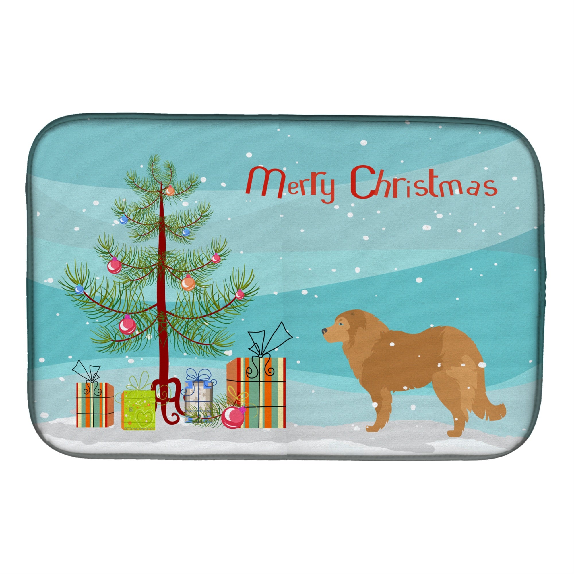 'Caroline'S Treasures Caucasian Shepherd Dog Merry Christmas Tree Dish Drying Mat, 14 X 21''