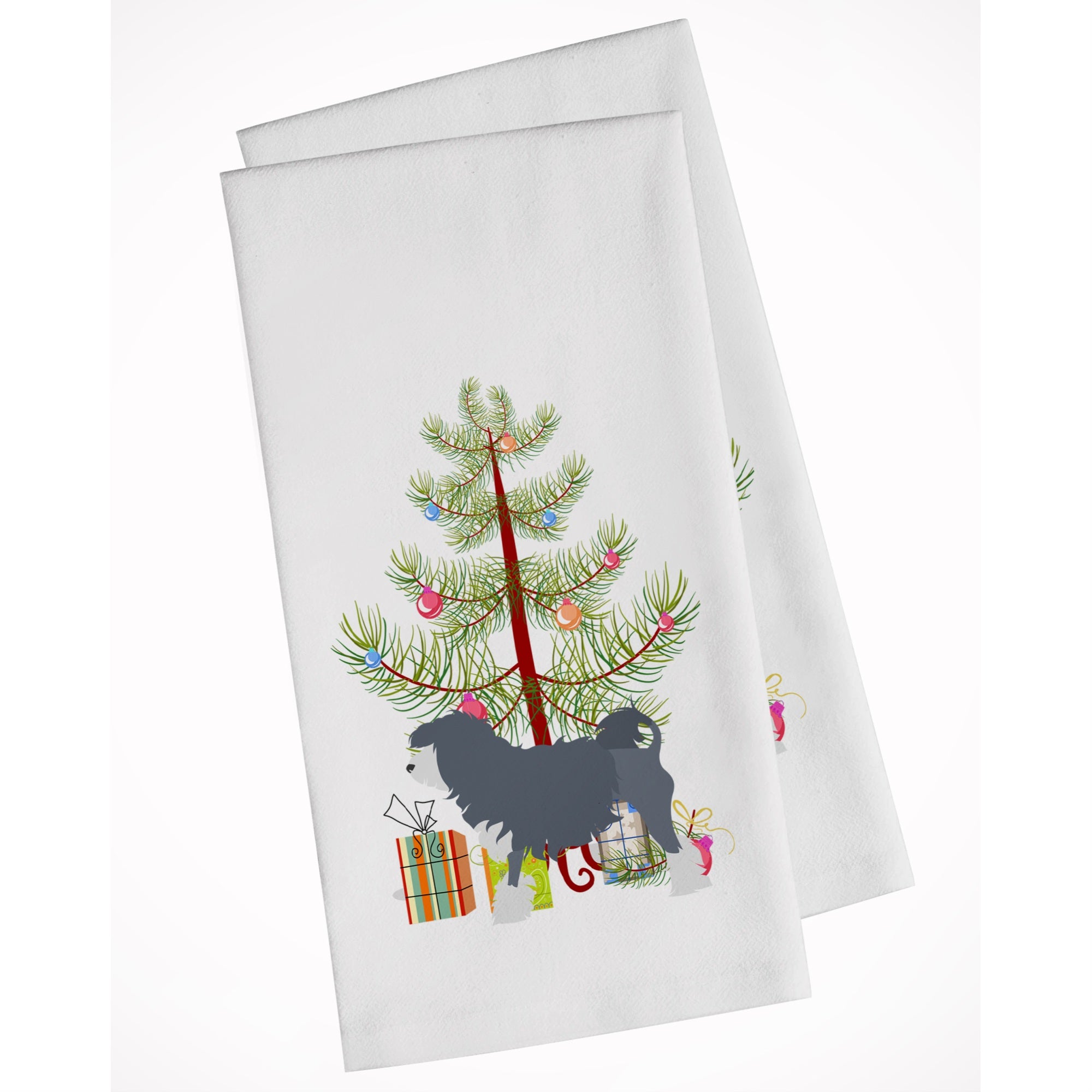 Lowchen Merry Christmas Tree White Kitchen Towel Set Of 2