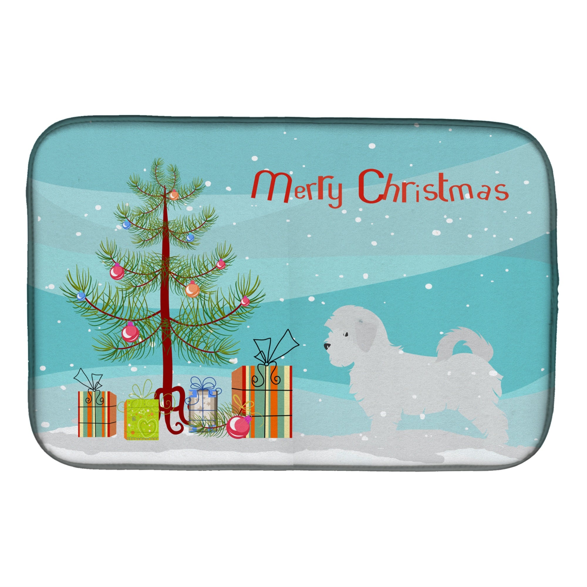 'Caroline'S Treasures Maltese Merry Christmas Tree Dish Drying Mat, 14'''' X 21'''', Multicolor''