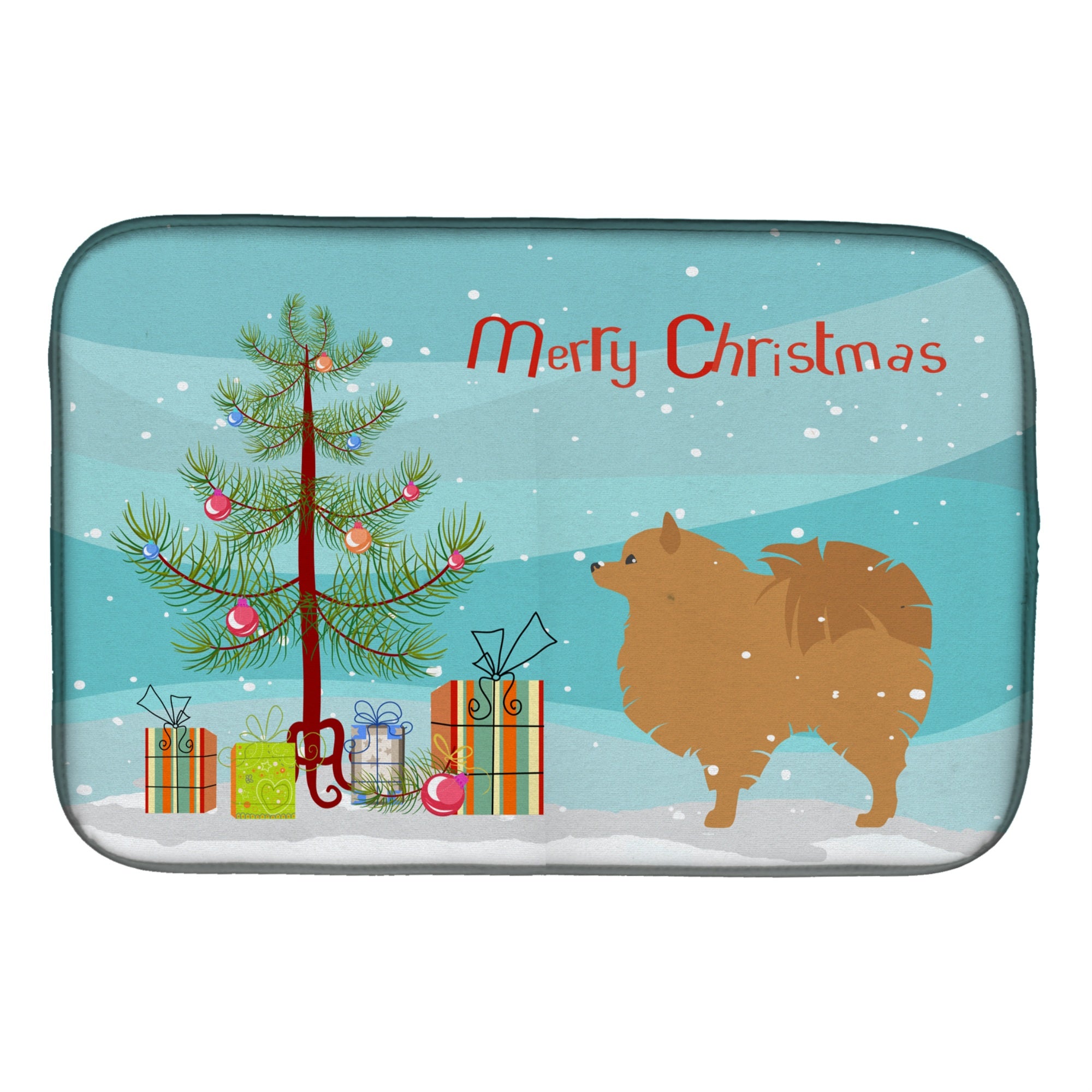 'Caroline'S Treasures Pomeranian Merry Christmas Tree Dish Drying Mat, 14'''' X 21''''''