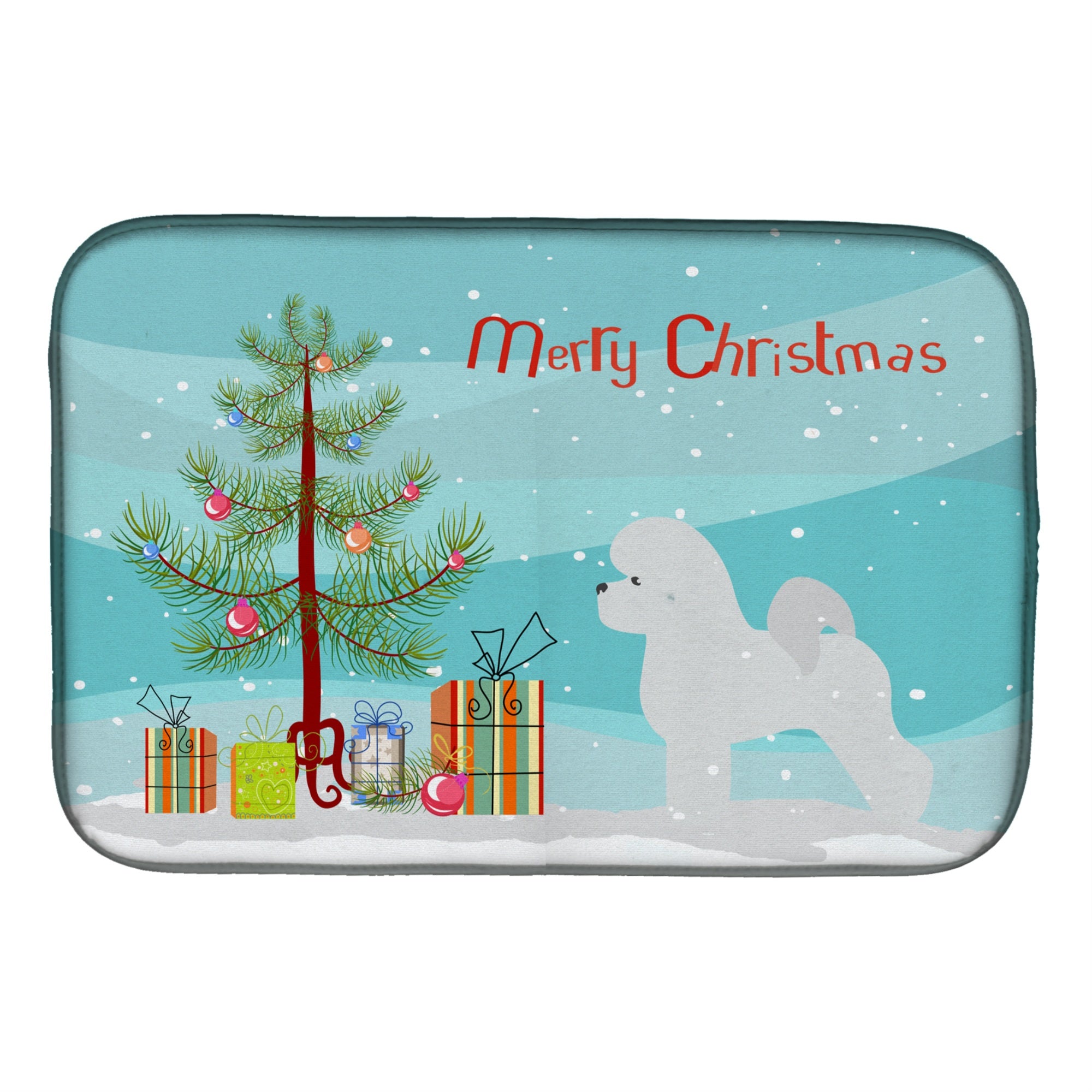 'Caroline'S Treasures Bichon Frise Merry Christmas Tree Dish Drying Mat, 14'''' X 21'''', Multicolor''