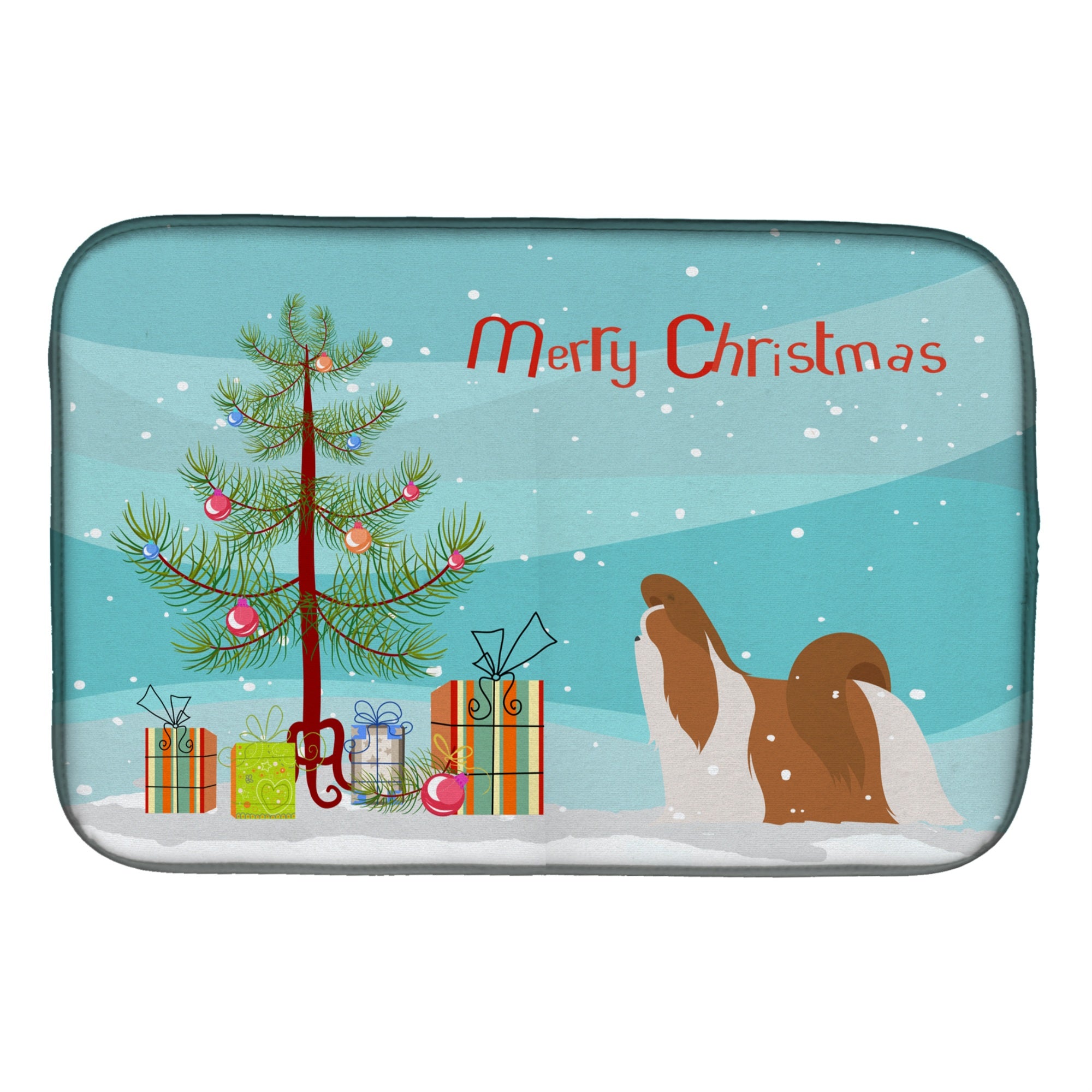 'Caroline'S Treasures Shih Tzu Merry Christmas Tree Dish Drying Mat, 14'''' X 21''''''