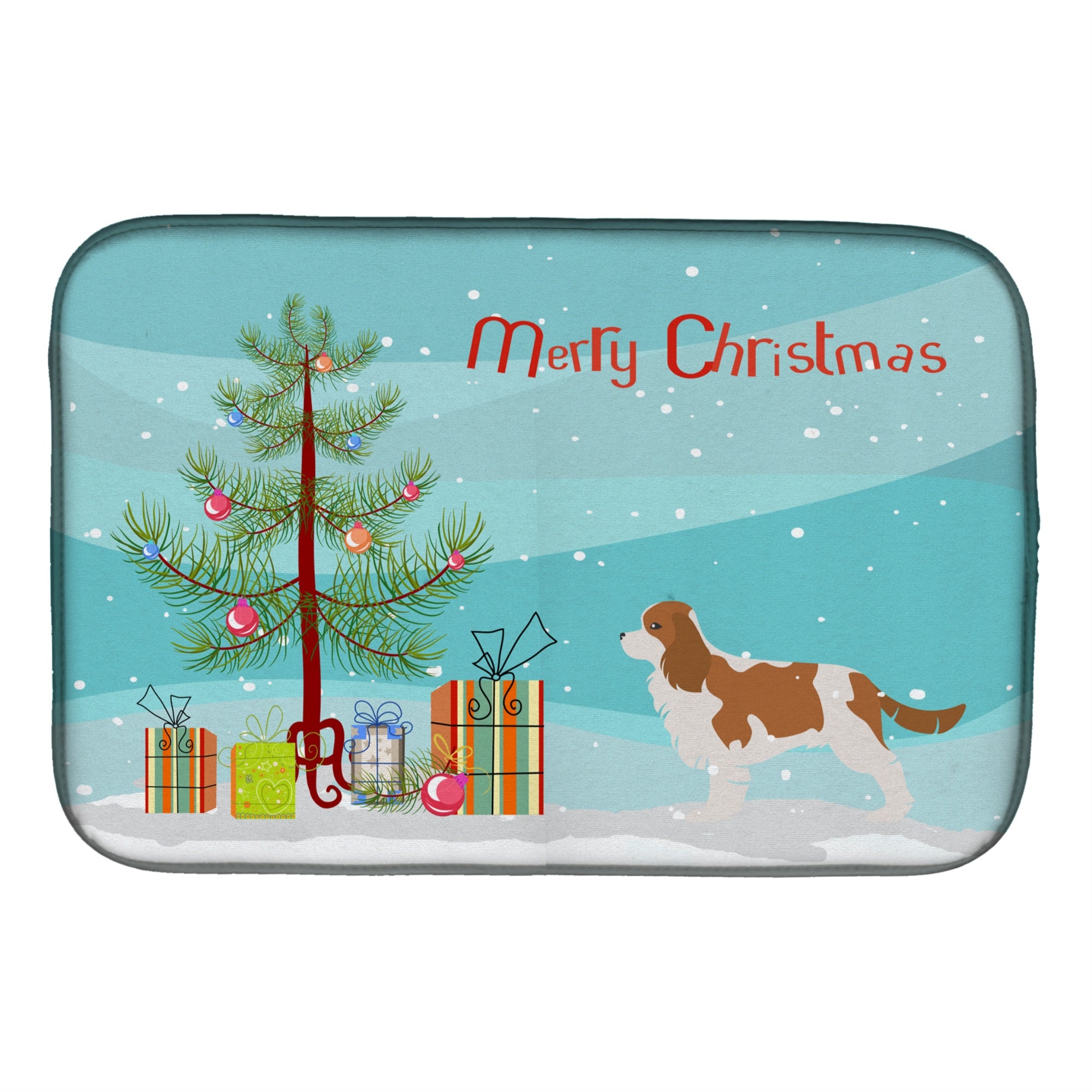 'Caroline'S Treasures Cavalier King Charles Spaniel Merry Christmas Tree Dish Drying Mat, 14'''' X 21''''''