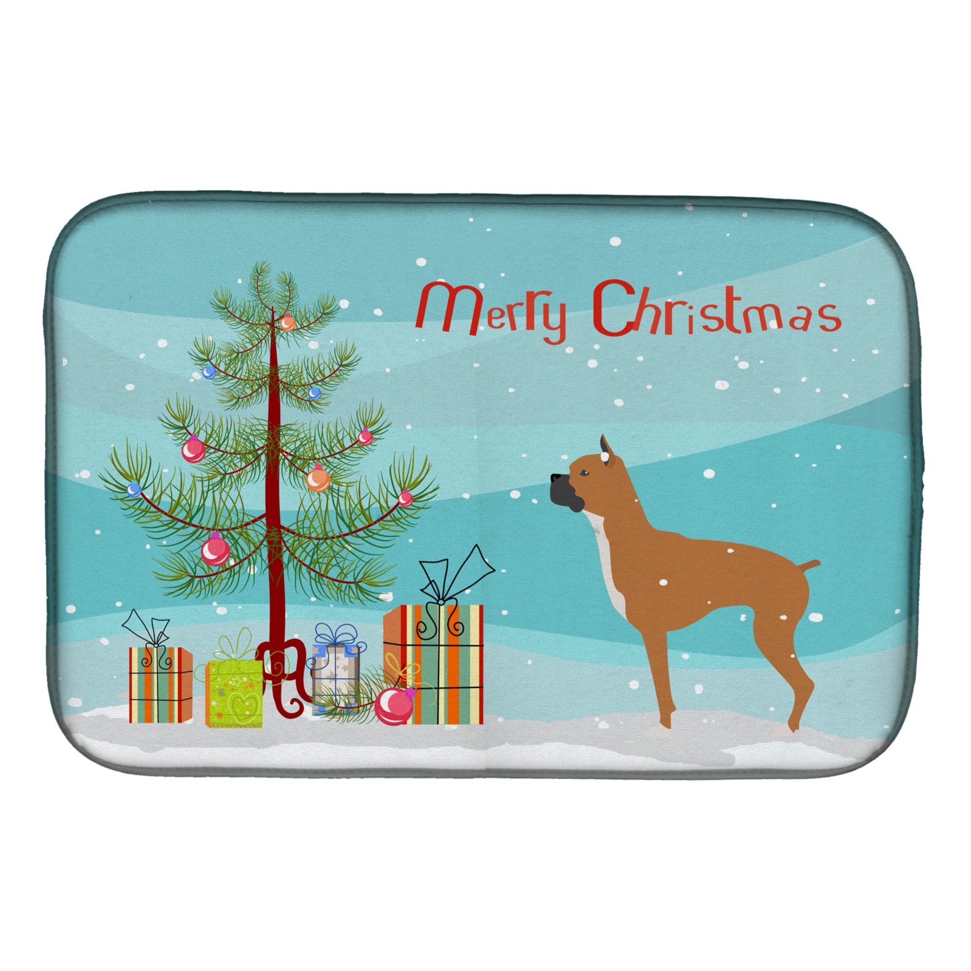'Caroline'S Treasures Boxer Merry Christmas Tree Dish Drying Mat, 14'''' X 21''''''