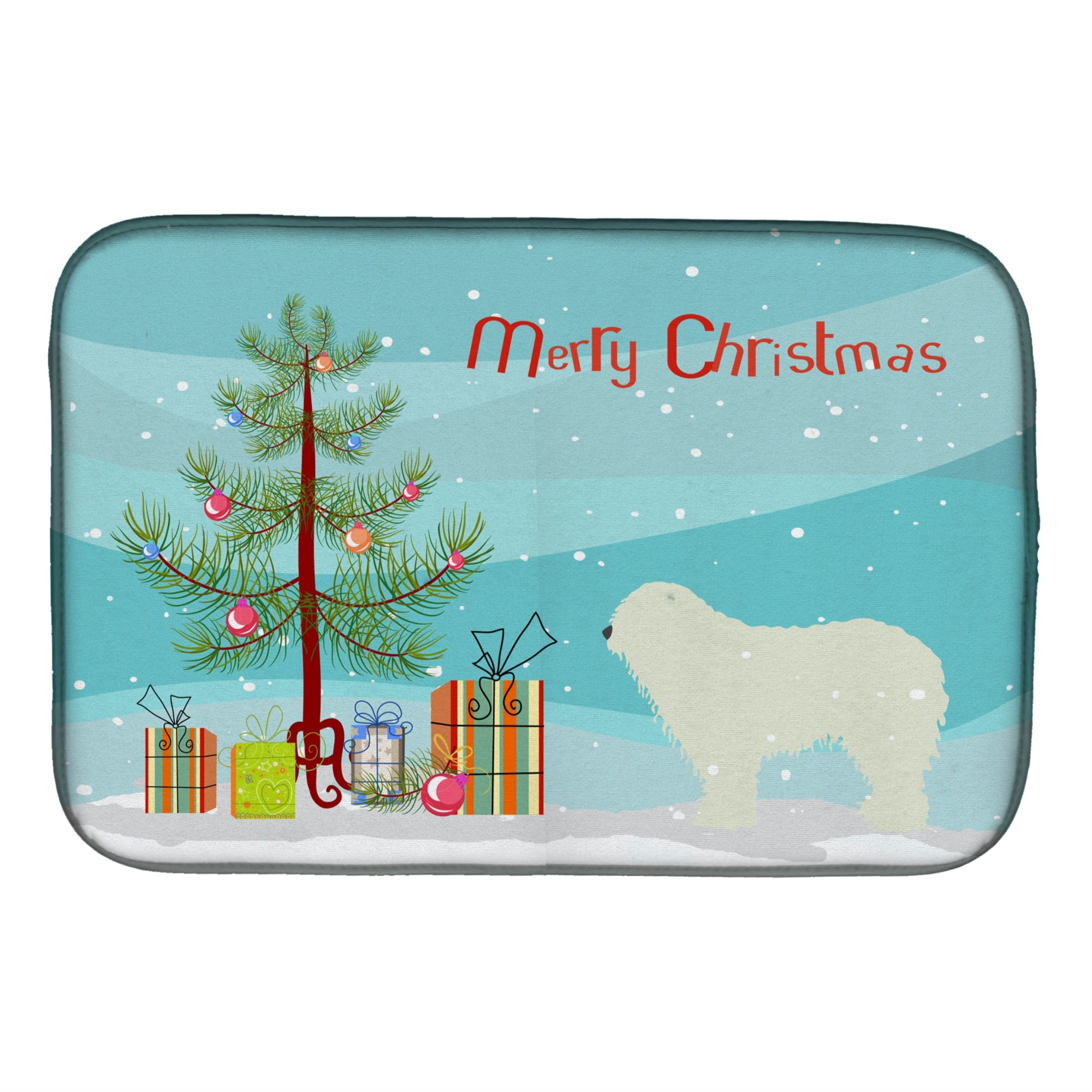 'Caroline'S Treasures Komondor Merry Christmas Tree Dish Drying Mat, 14'''' X 21'''', Multicolor''