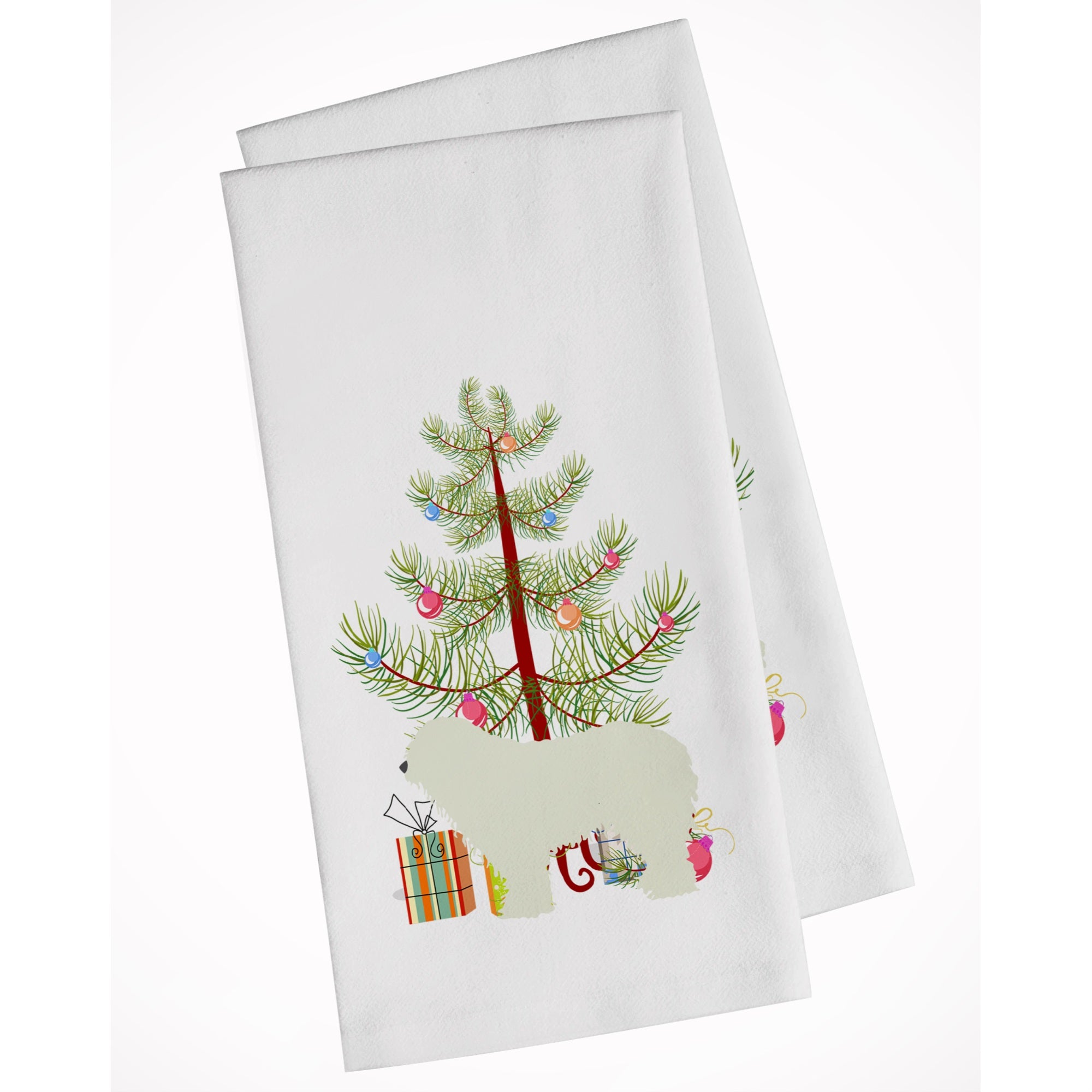 Komondor Merry Christmas Tree White Kitchen Towel Set Of 2