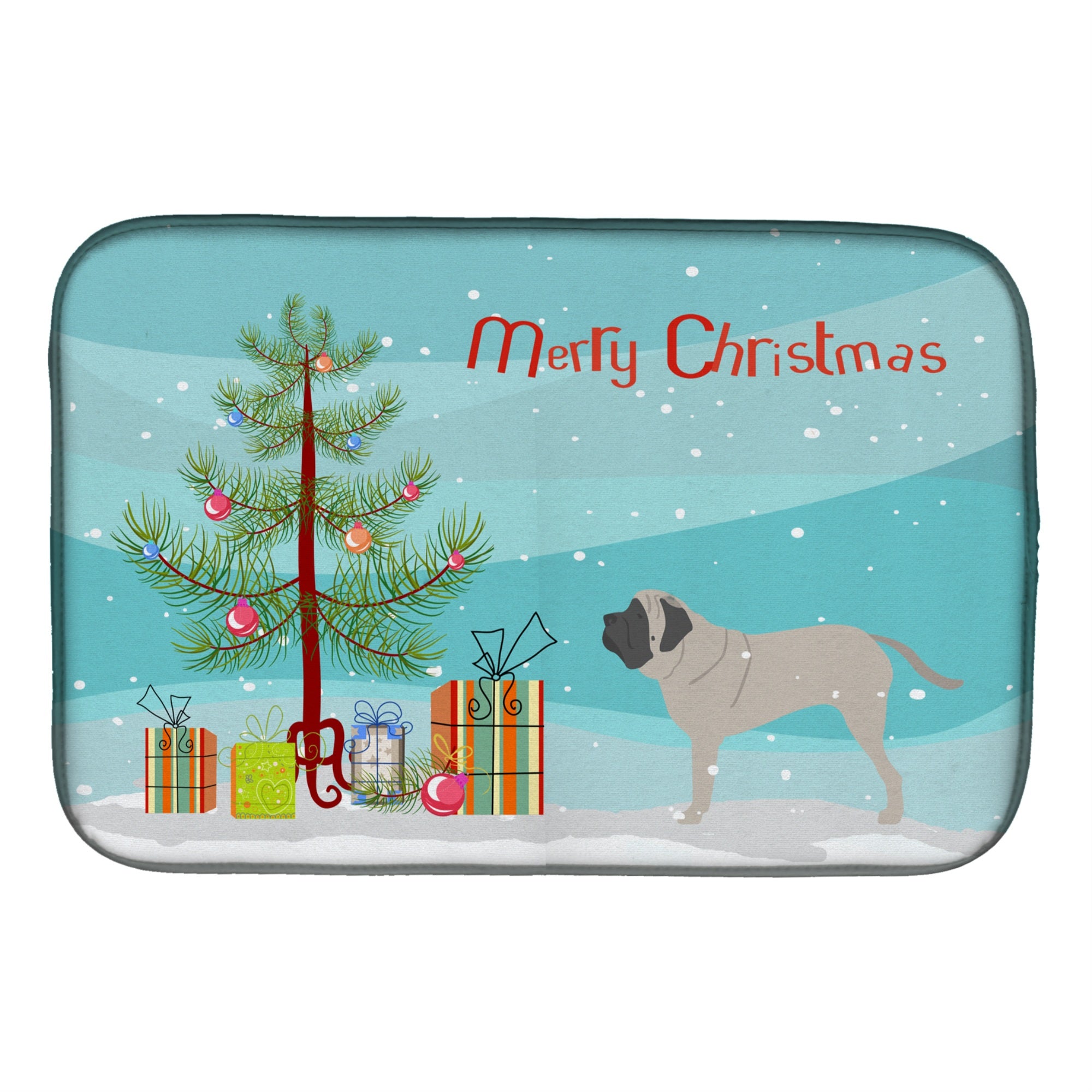 'Caroline'S Treasures English Mastiff Merry Christmas Tree Dish Drying Mat, 14 X 21, Multicolor''
