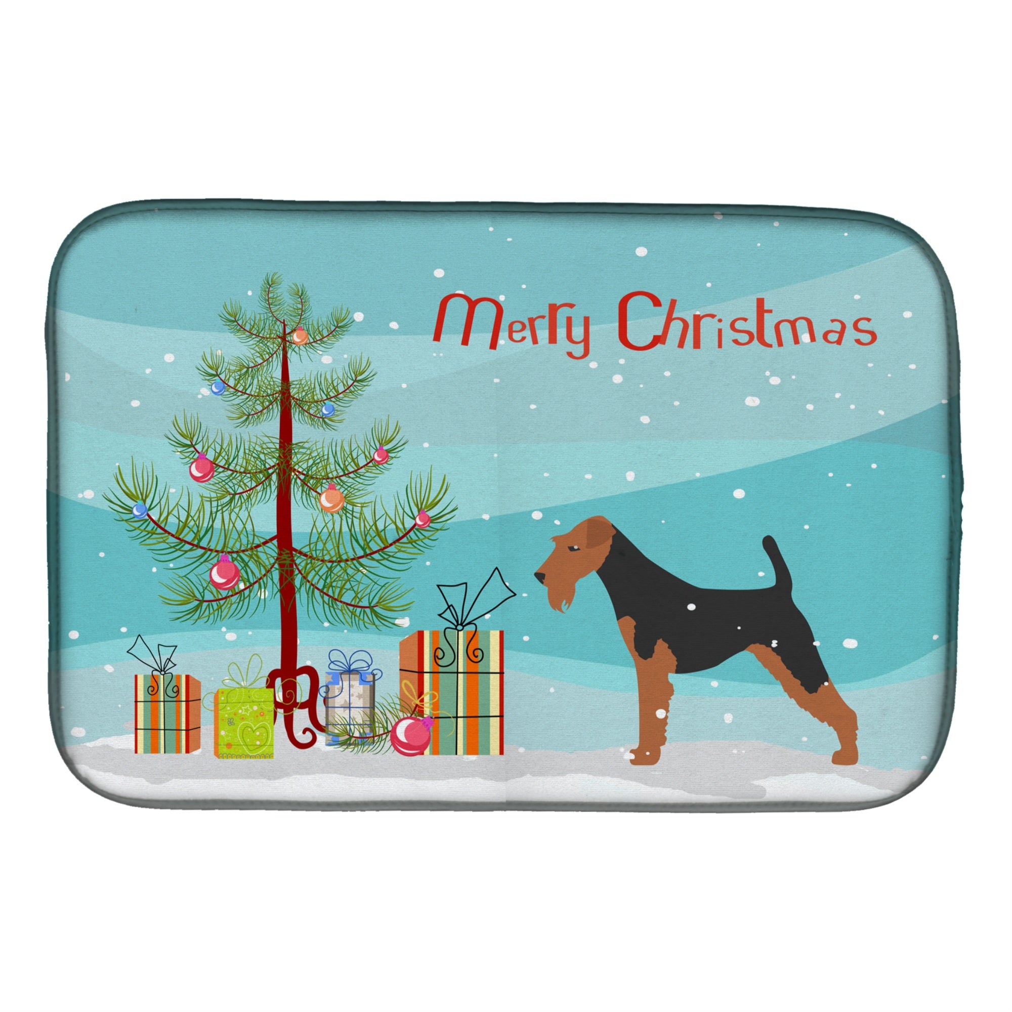 'Caroline'S Treasures Airedale Terrier Merry Christmas Tree Dish Drying Mat, 14 X 21''