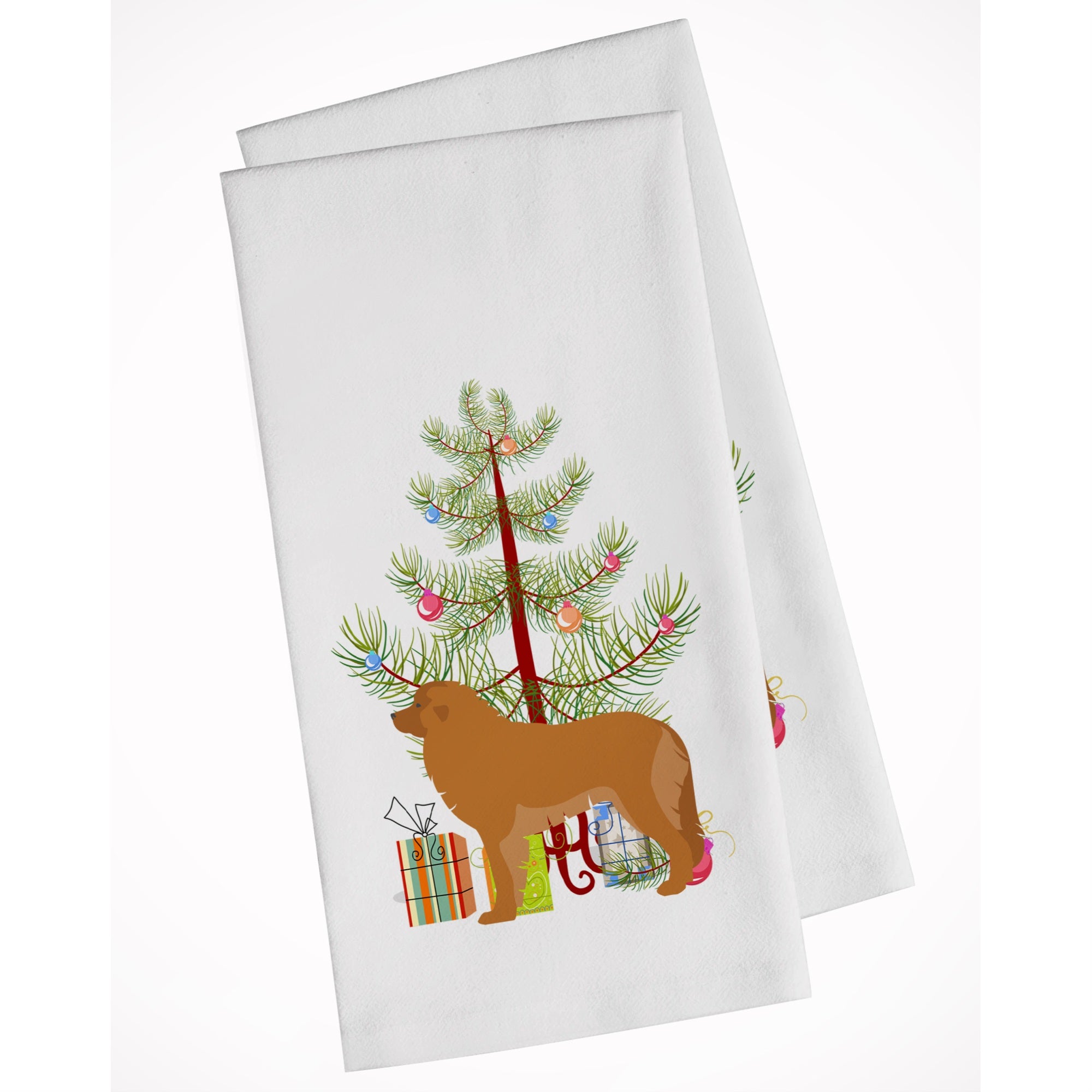 Leonberger Merry Christmas Tree White Kitchen Towel Set Of 2
