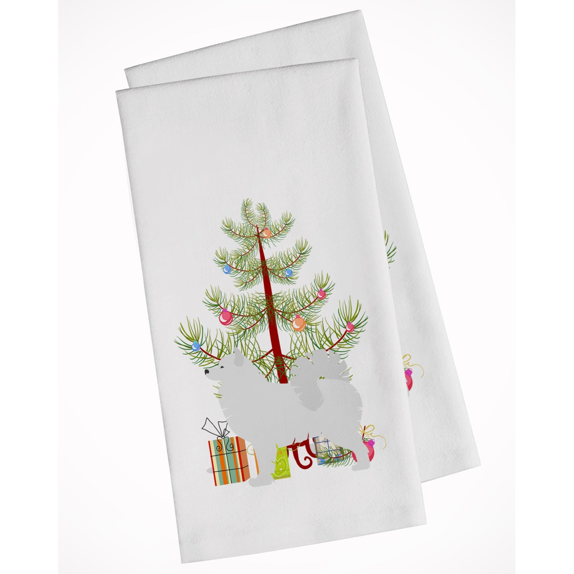 Samoyed Merry Christmas Tree White Kitchen Towel Set Of 2