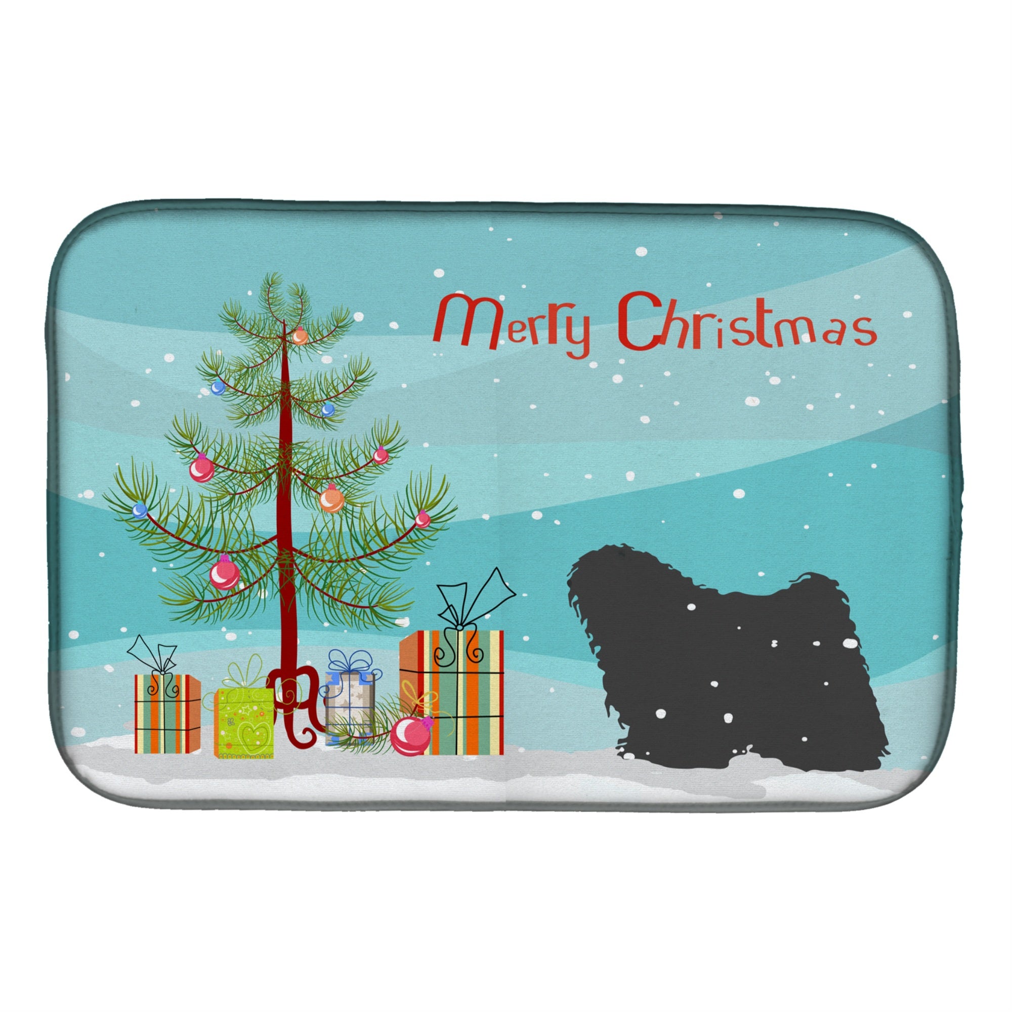 'Caroline'S Treasures Puli Merry Christmas Tree Dish Drying Mat, 14'''' X 21''''''