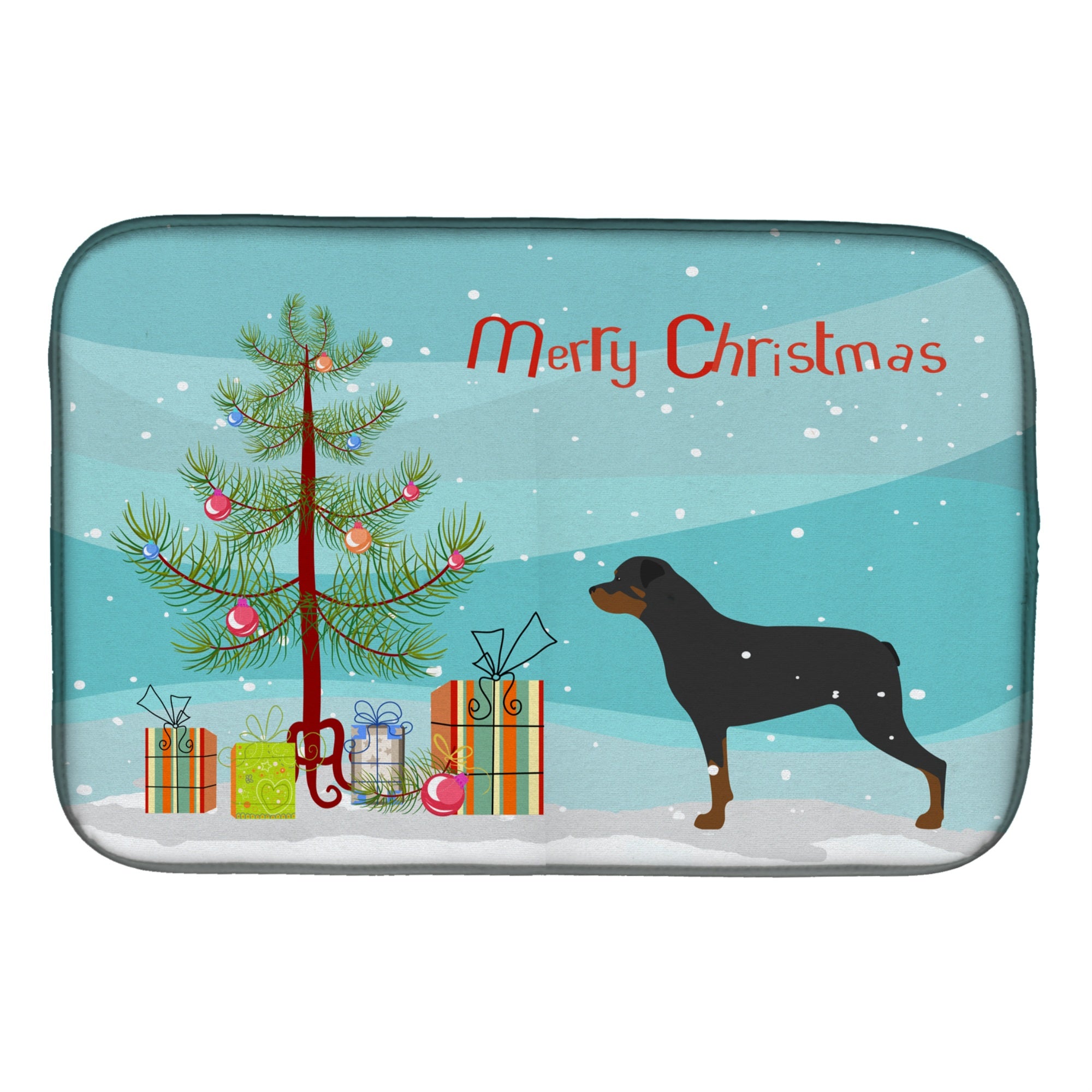 'Caroline'S Treasures Rottweiler Merry Christmas Tree Dish Drying Mat, 14'''' X 21'''', Multicolor''