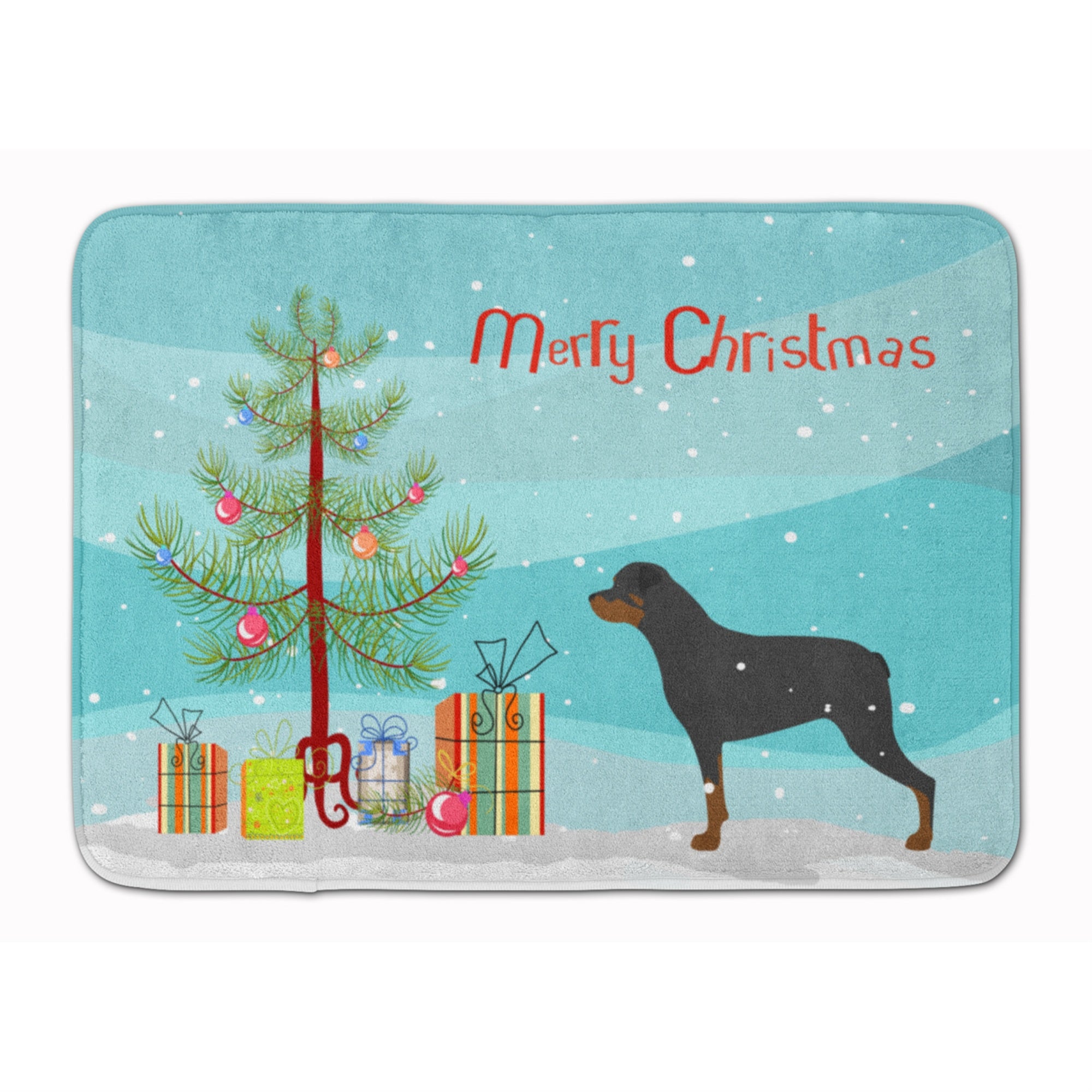 'Caroline'S Treasures Rottweiler Merry Christmas Tree Floor Mat, 19'''' X 27'''', Multicolor''