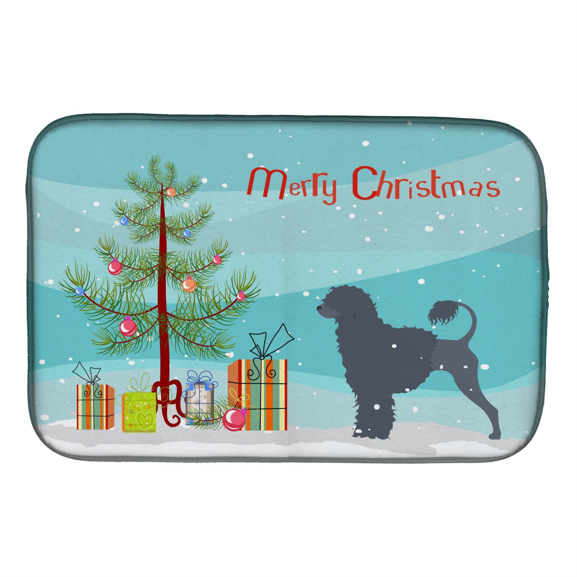 'Caroline'S Treasures Portuguese Water Dog Merry Christmas Tree Dish Drying Mat, 14'''' X 21''''''