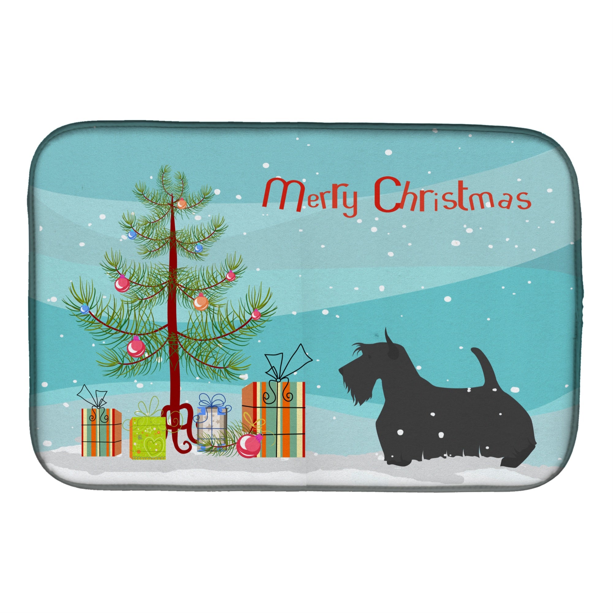 'Caroline'S Treasures Scottish Terrier Merry Christmas Tree Dish Drying Mat, 14 X 21, Multicolor''