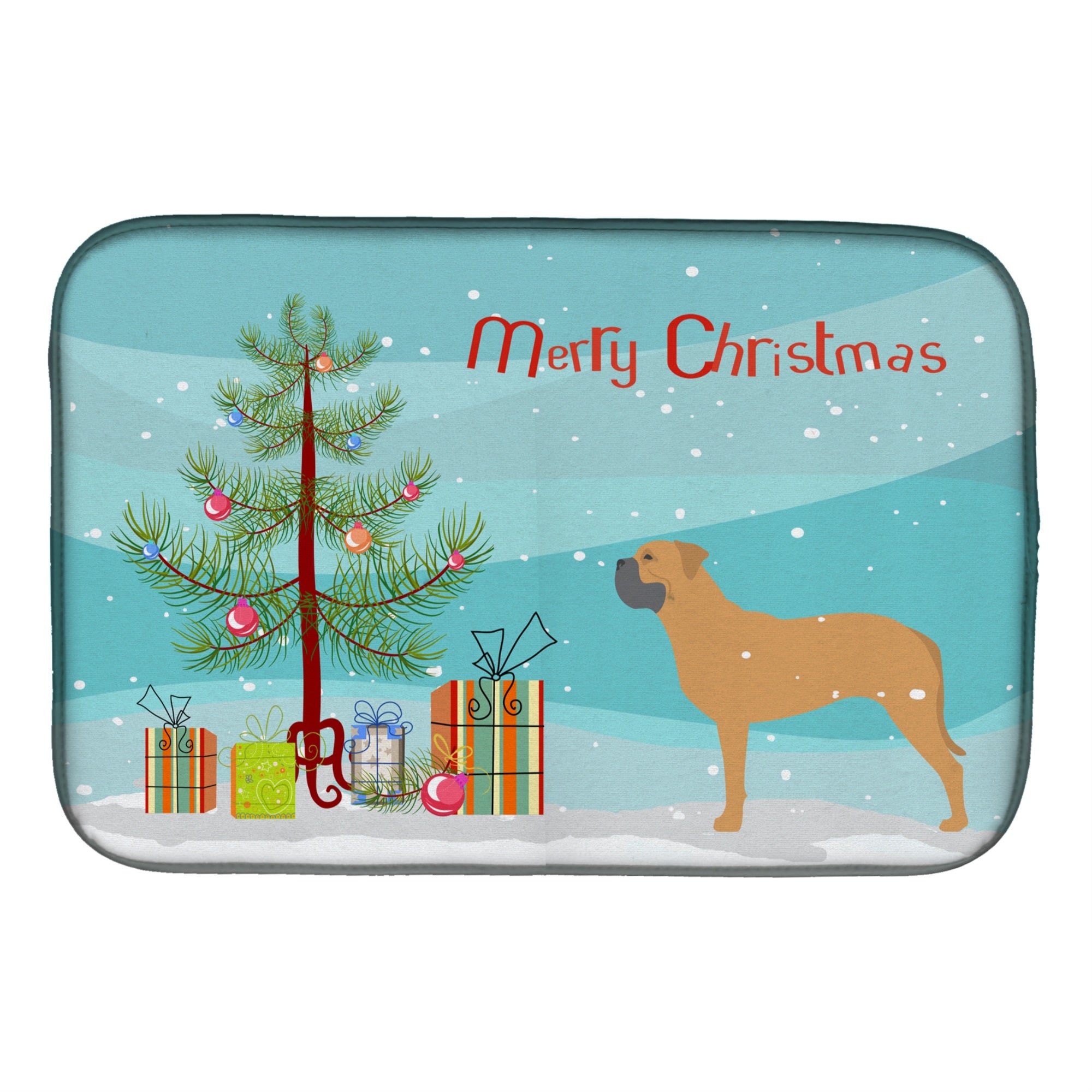'Caroline'S Treasures Bullmastiff Merry Christmas Tree Dish Drying Mat, 14'''' X 21'''', Multicolor''