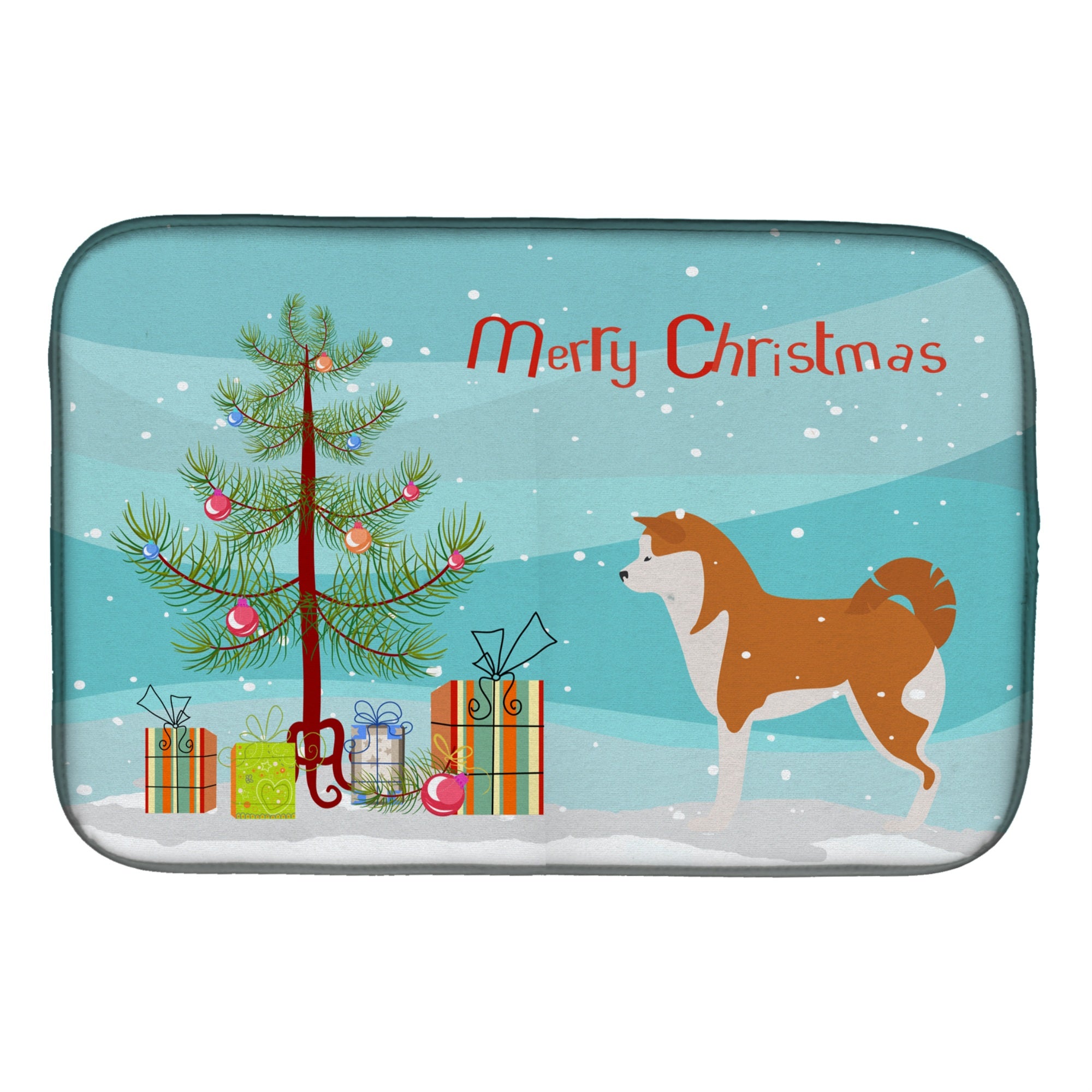 'Caroline'S Treasures Akita Merry Christmas Tree Dish Drying Mat, 14'''' X 21''''''