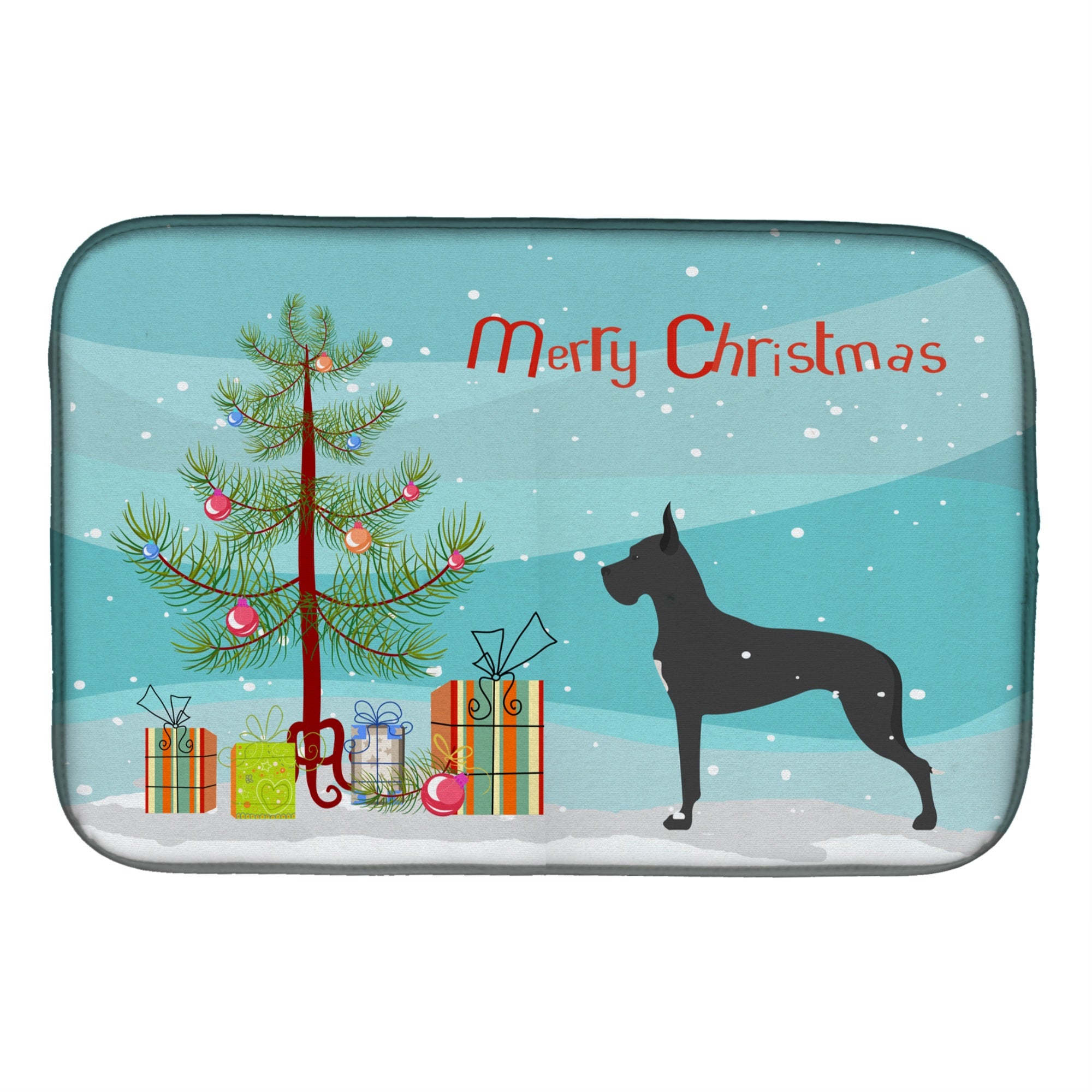 'Caroline'S Treasures Dane Merry Christmas Tree Dish Drying Mat, 14'''' X 21''''''
