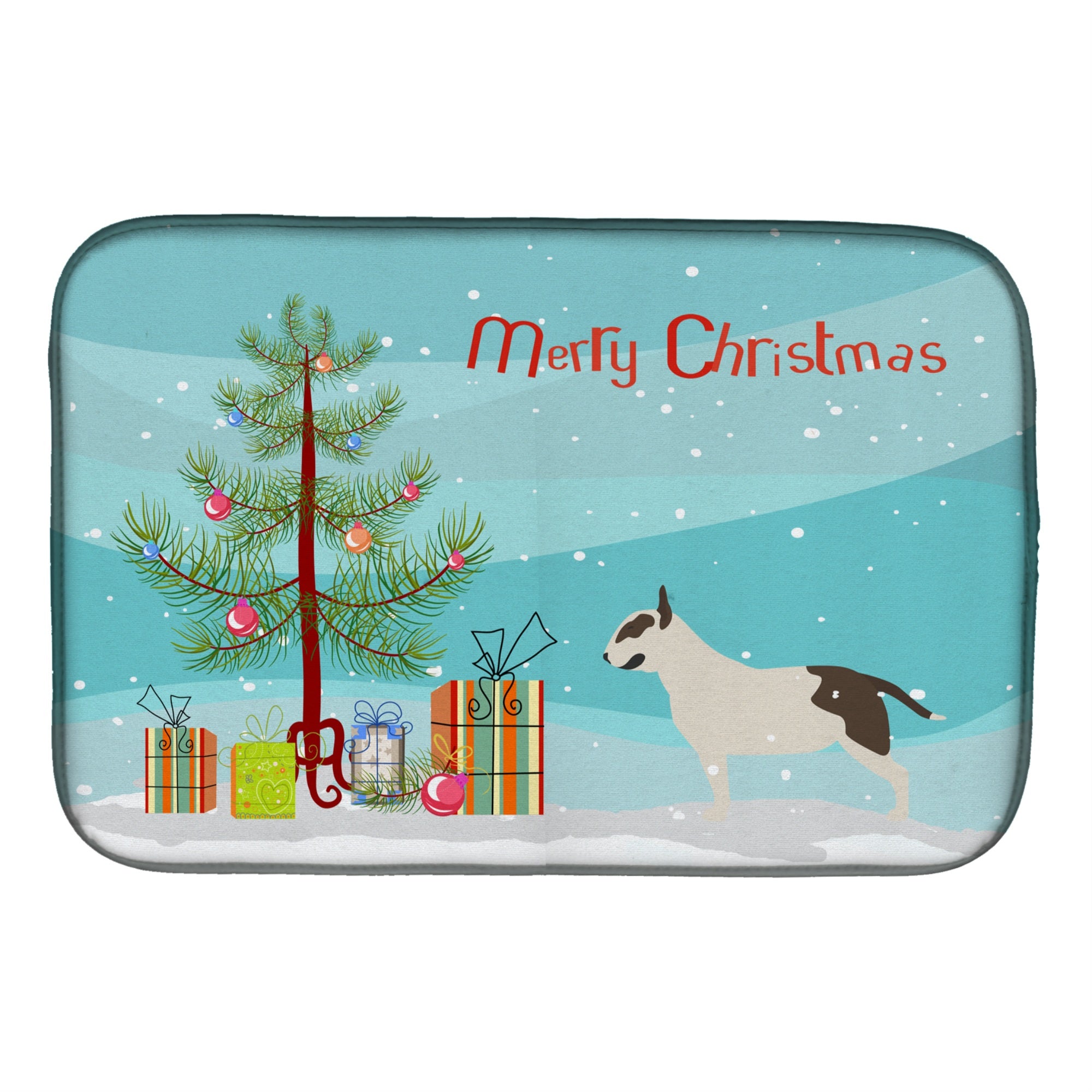'Caroline'S Treasures Bull Terrier Merry Christmas Tree Dish Drying Mat, 14 X 21''