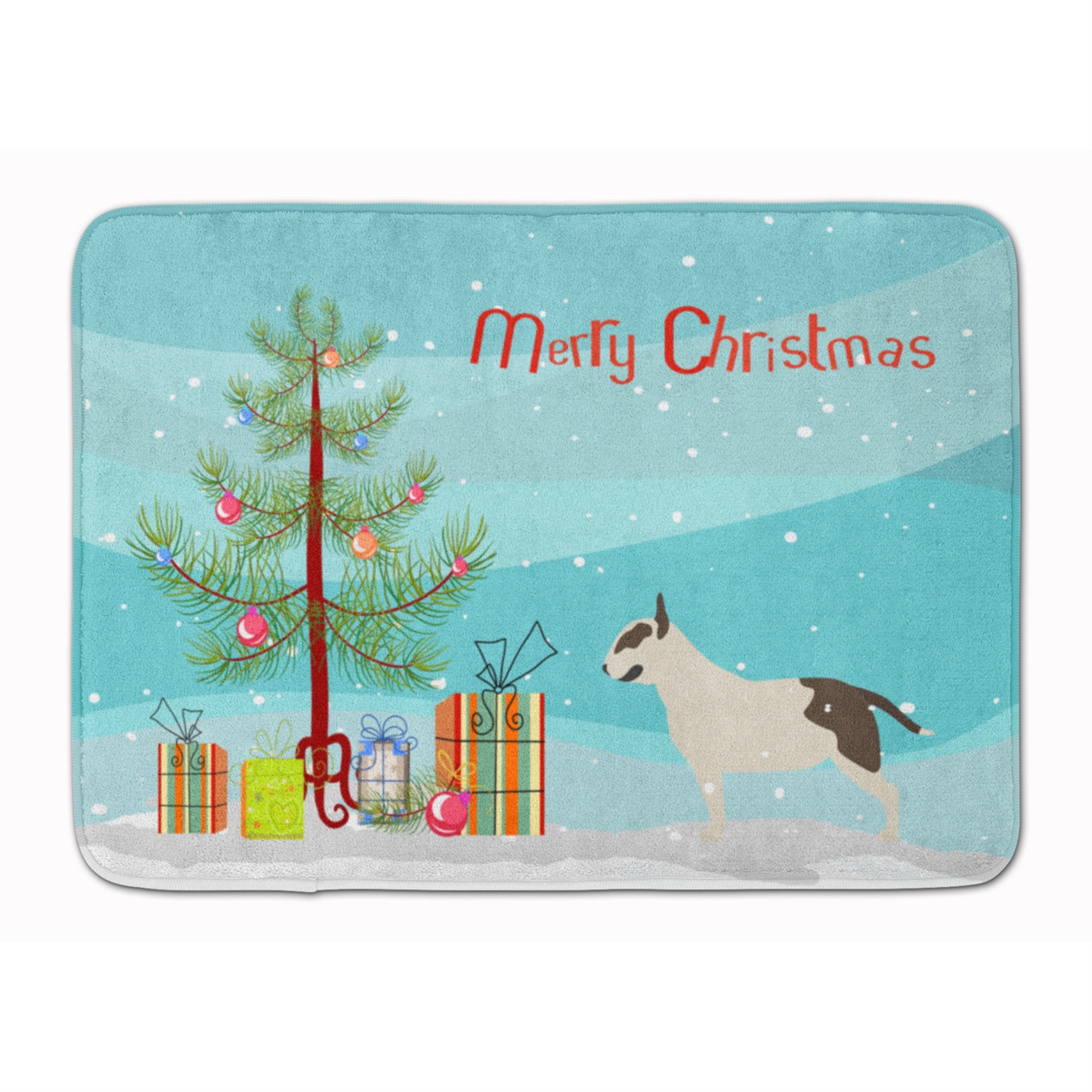 'Caroline'S Treasures Bull Terrier Merry Christmas Tree Floor Mat, 19'''' X 27'''', Multicolor''