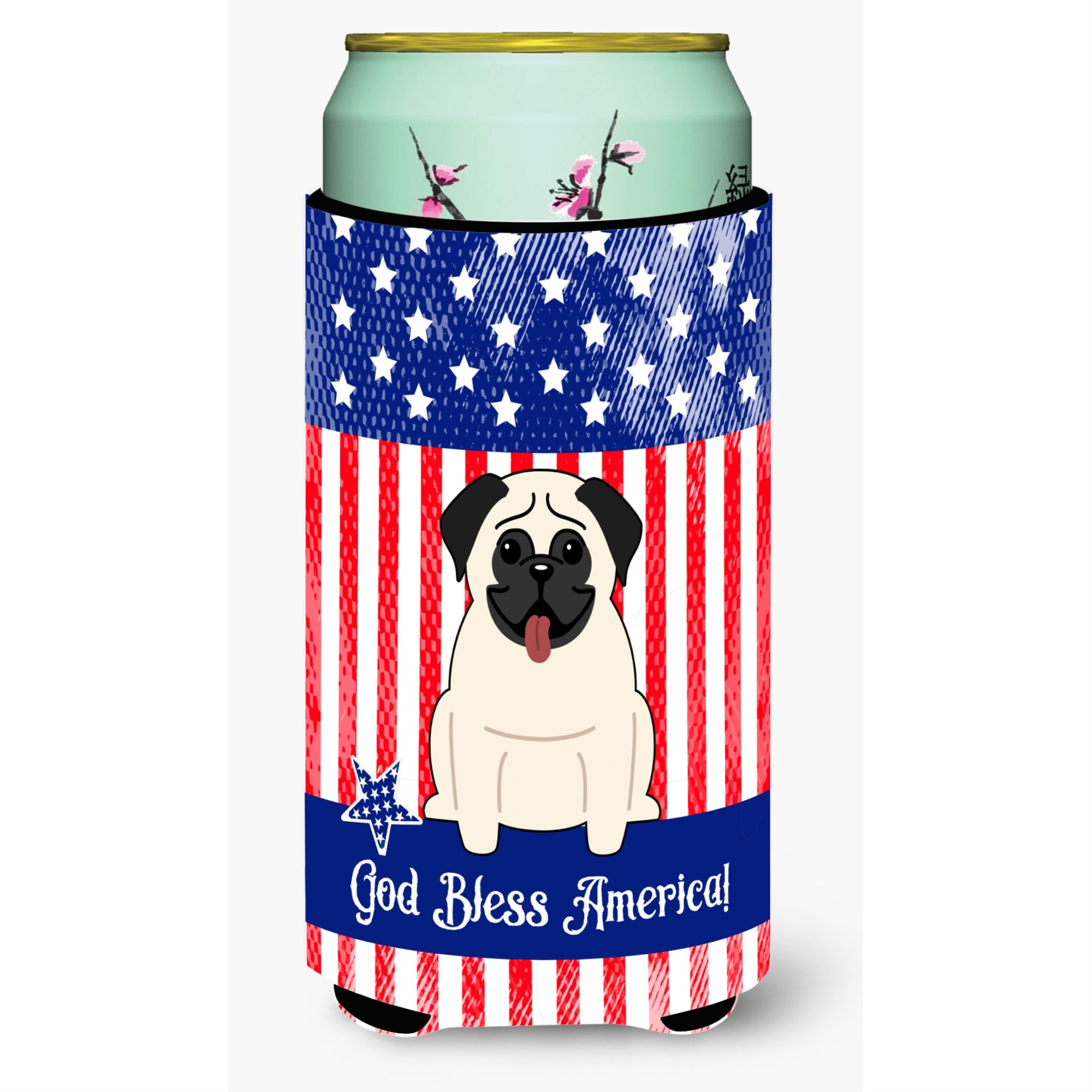'Caroline'S Treasures Bb2999Tbc Usa Pug Cream Tall Boy Insulator Hugger Cold-Beverage-Koozies, Multicolor''