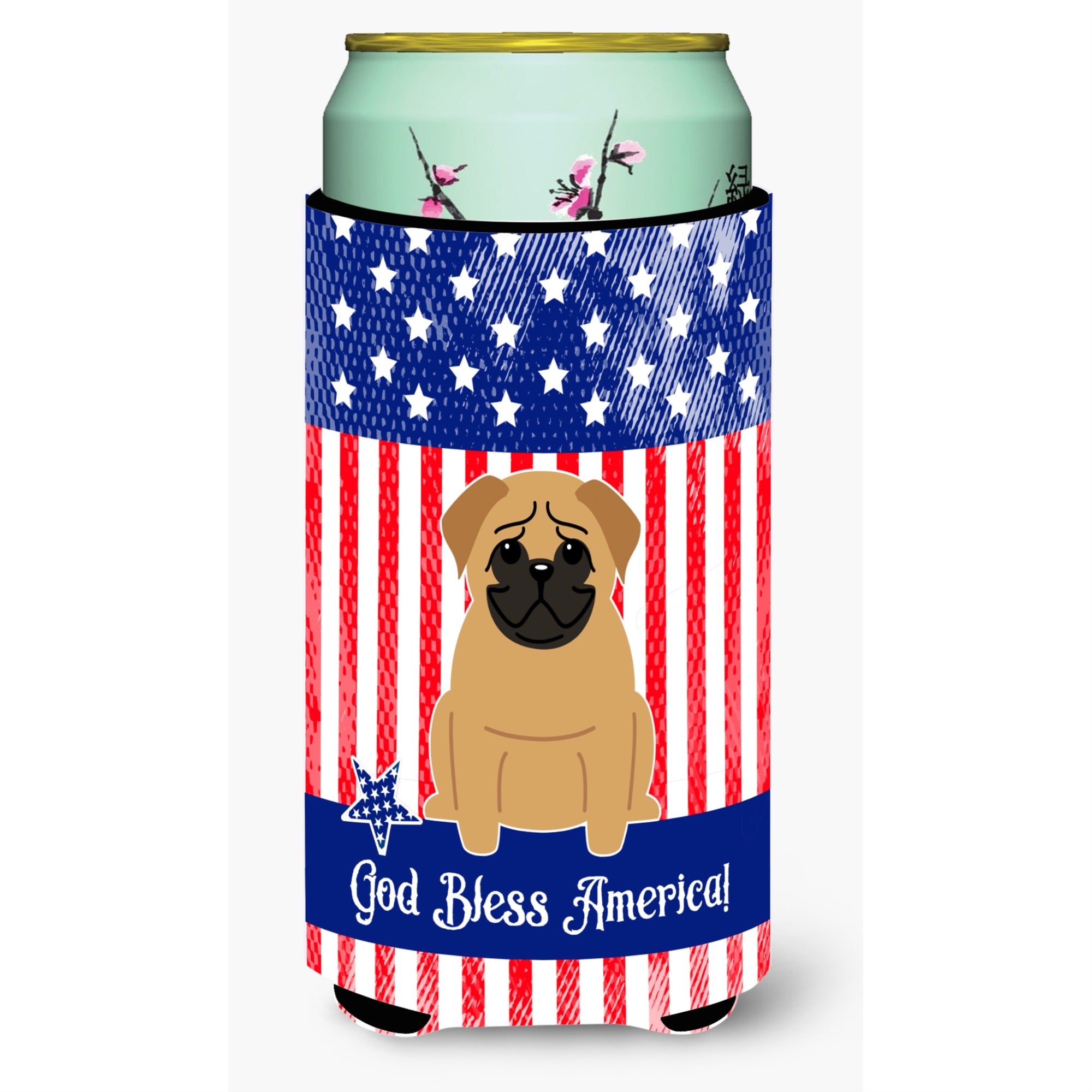 'Caroline'S Treasures Bb3002Tbc Patriotic Usa Pug Brown Tall Boy Hugger Cold-Beverage-Koozies, Multicolor''