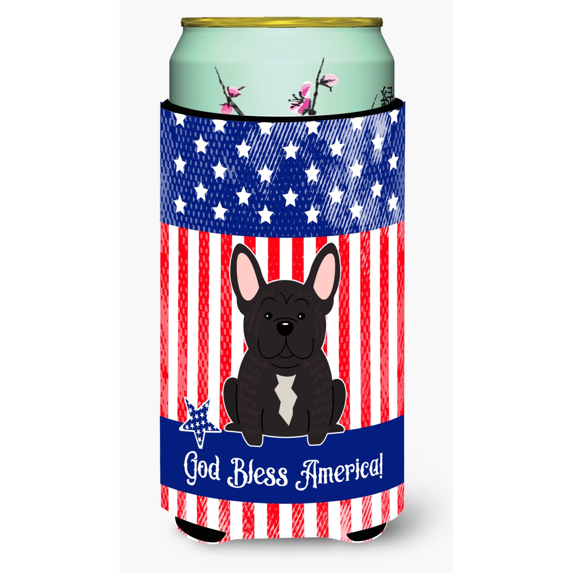 'Caroline'S Treasures Bb3004Tbc Patriotic Usa French Bulldog Brindle Tall Boy Hugger Cold-Beverage-Koozies, Multicolor''