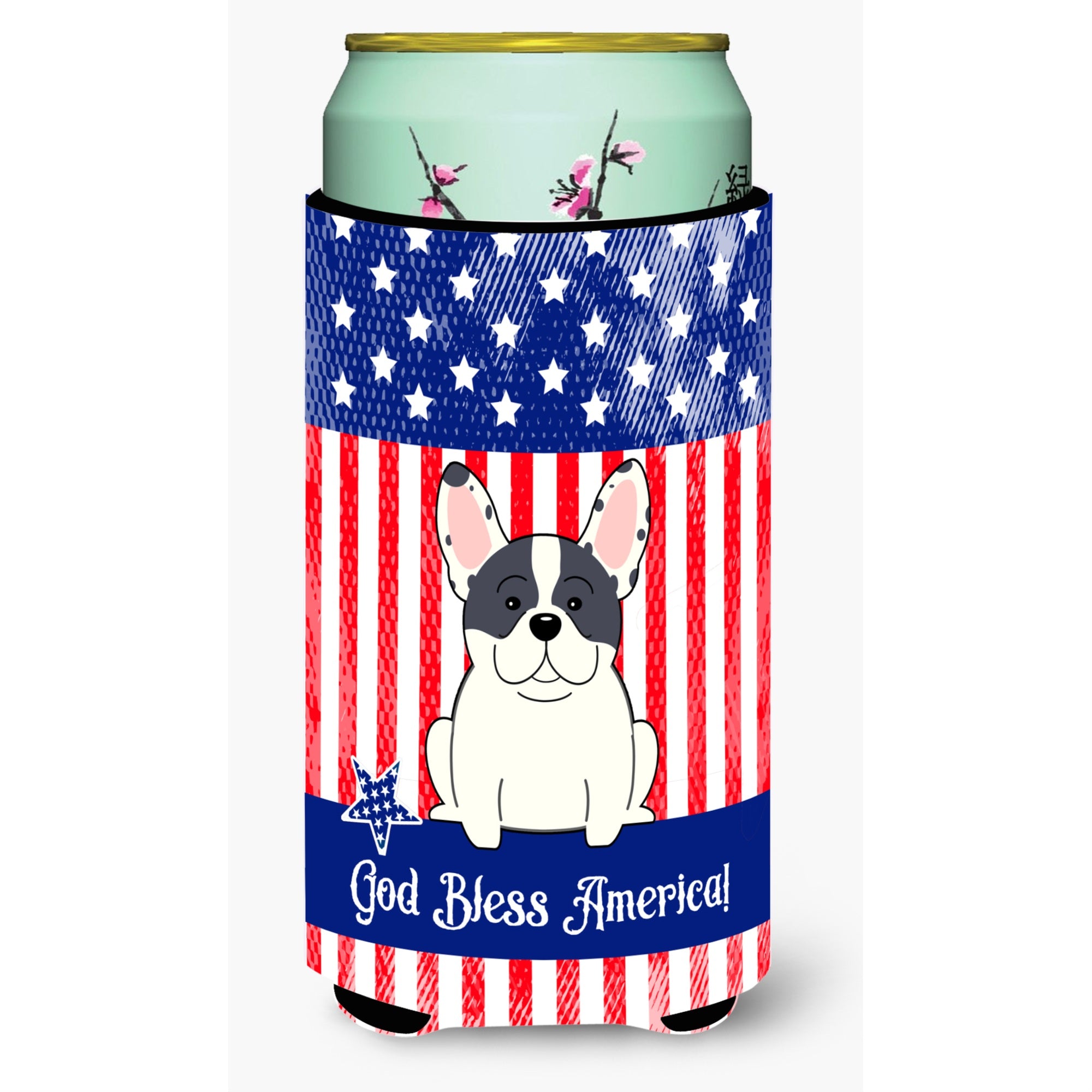 'Caroline'S Treasures Bb3006Tbc Patriotic Usa French Bulldog Piebald Tall Boy Hugger Cold-Beverage-Koozies, Multicolor''