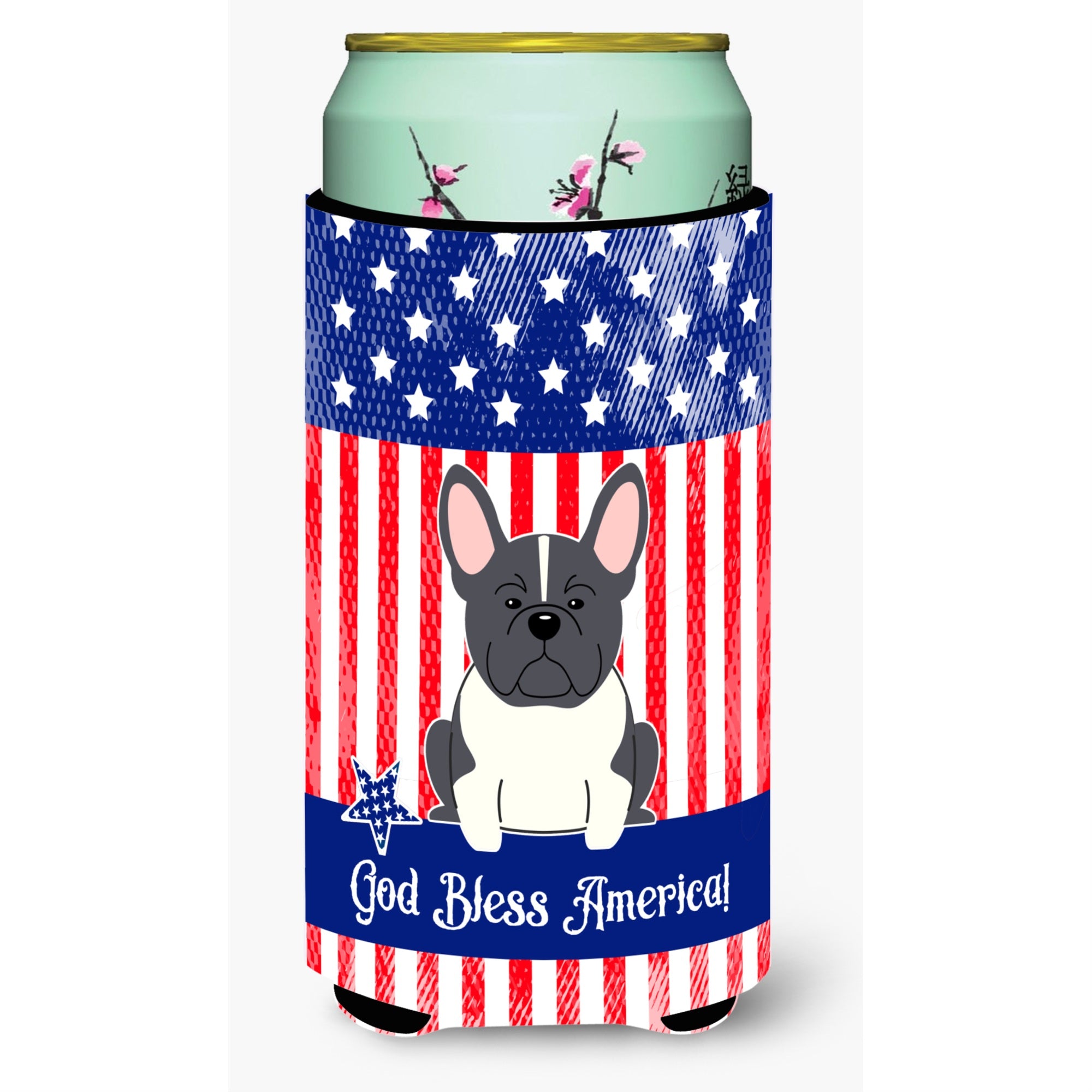 'Caroline'S Treasures Bb3007Tbc Usa French Bulldog Black White Tall Boy Hugger Cold-Beverage-Koozies, Multicolor''