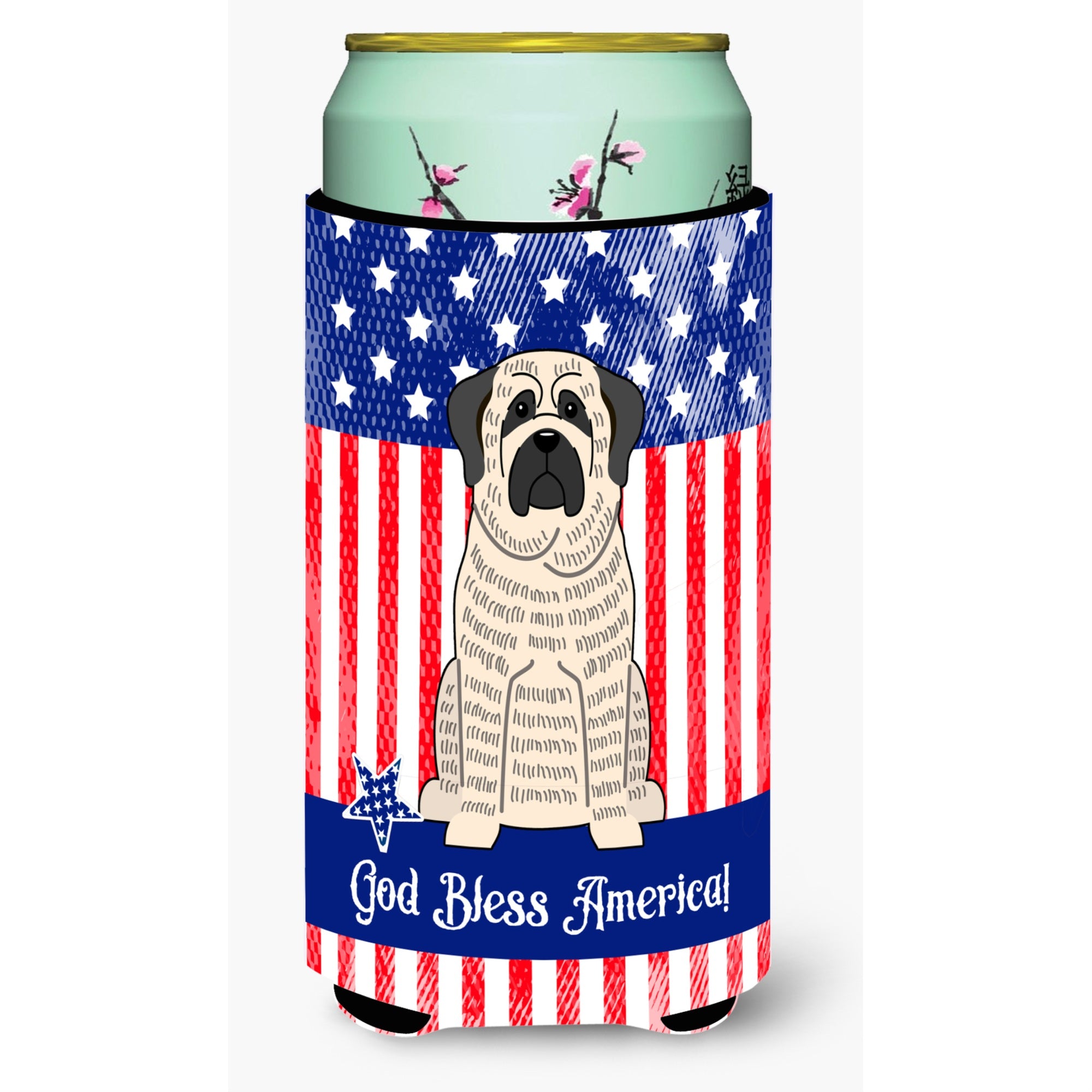 'Caroline'S Treasures Bb3011Tbc Patriotic Usa Mastiff Brindle White Tall Boy Hugger Cold-Beverage-Koozies, Multicolor''