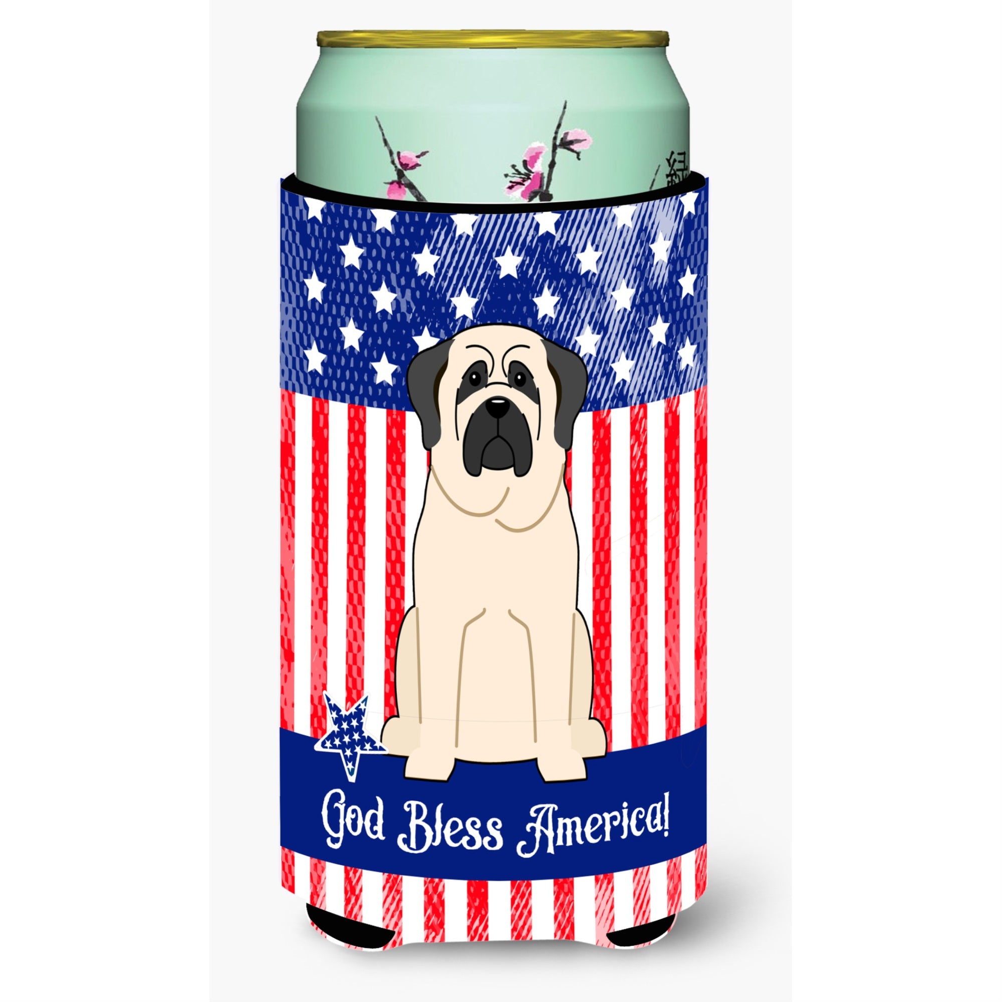 'Caroline'S Treasures Bb3012Tbc Patriotic Usa Mastiff White Tall Boy Hugger Cold-Beverage-Koozies, Multicolor''