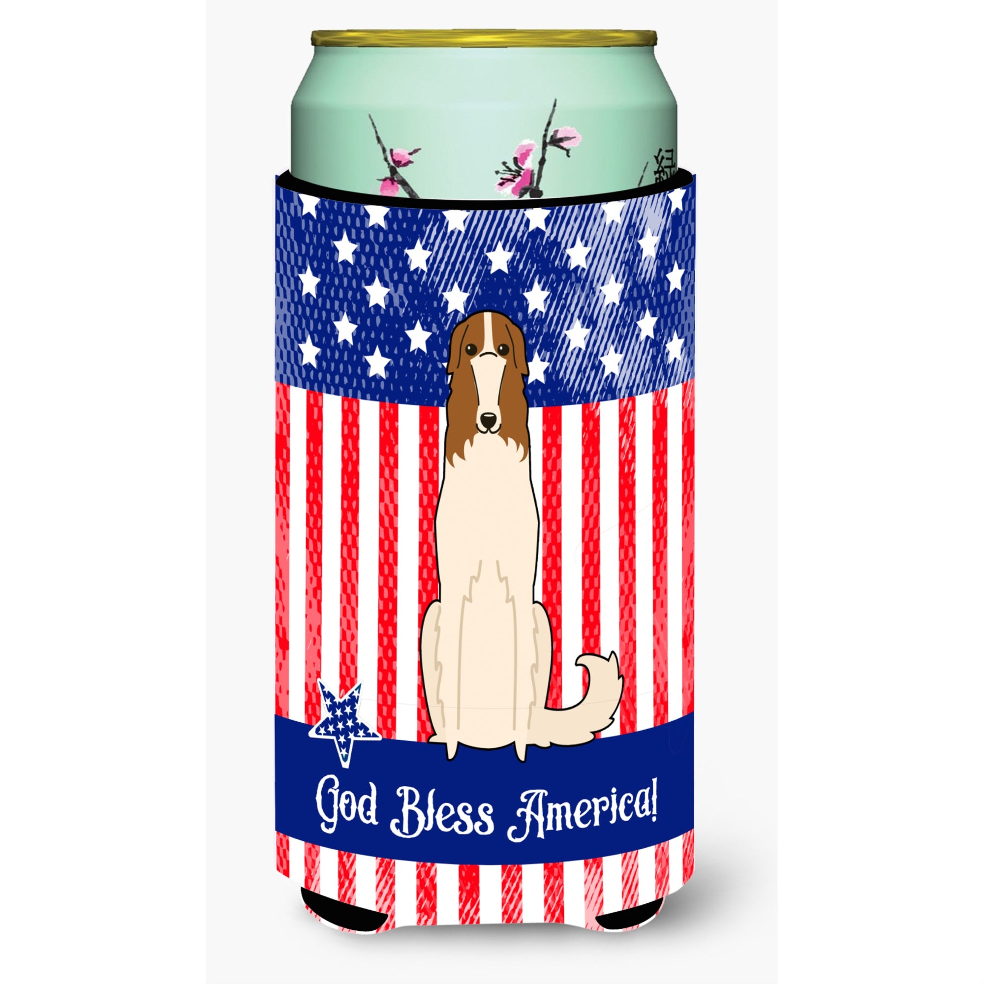 'Caroline'S Treasures Bb3018Tbc Patriotic Usa Borzoi Tall Boy Hugger Cold-Beverage-Koozies, Multicolor''